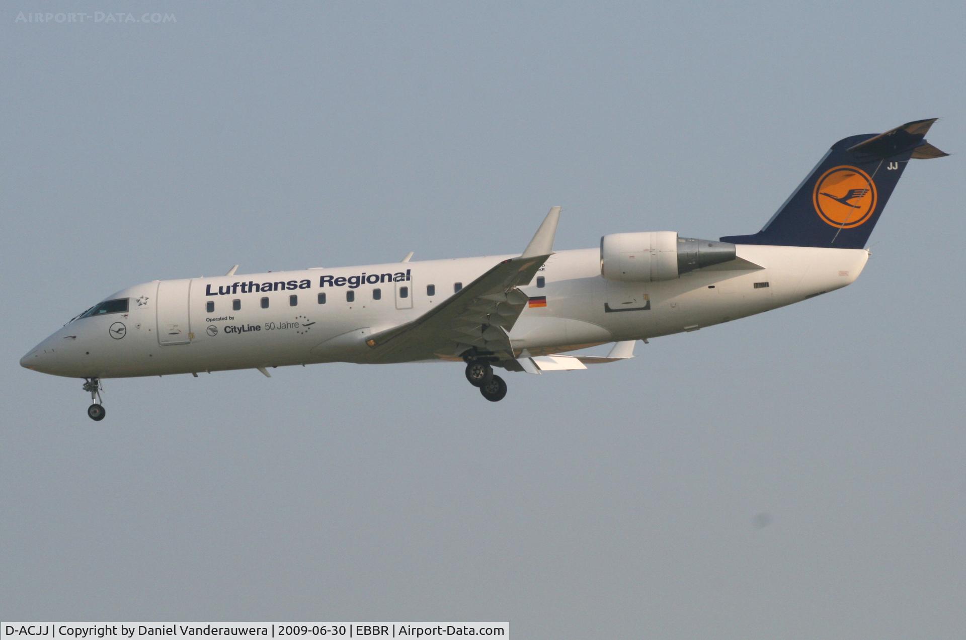 D-ACJJ, 1998 Canadair CRJ-100LR (CL-600-2B19) C/N 7298, descending to rwy 25L - 50 years with CityLine