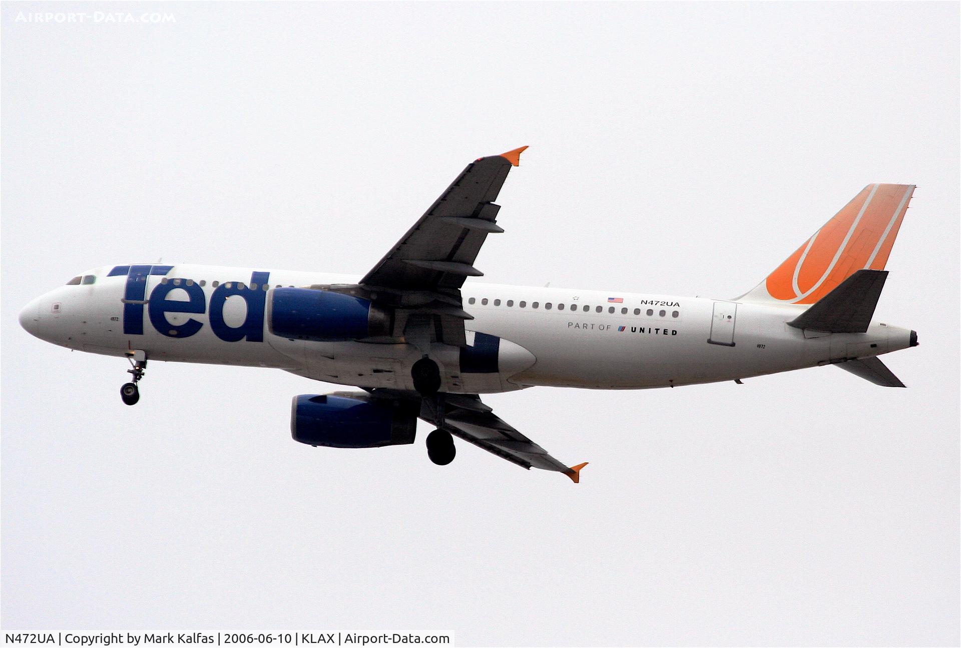 N472UA, 2001 Airbus A320-232 C/N 1435, United Airlines A320-232, N472UA (TED) departs RWY 25R