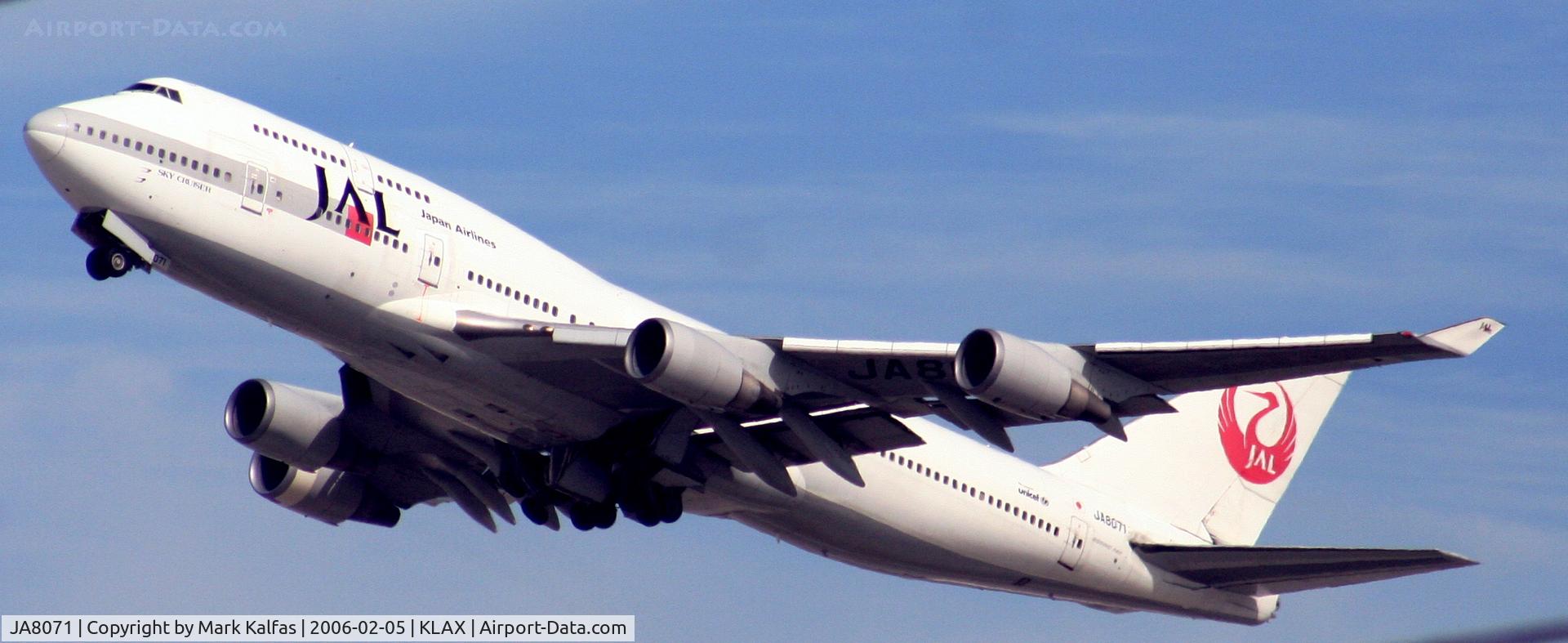 JA8071, 1990 Boeing 747-446 C/N 24423, JAL 747-446, JA8071 KLAX 25R departure...