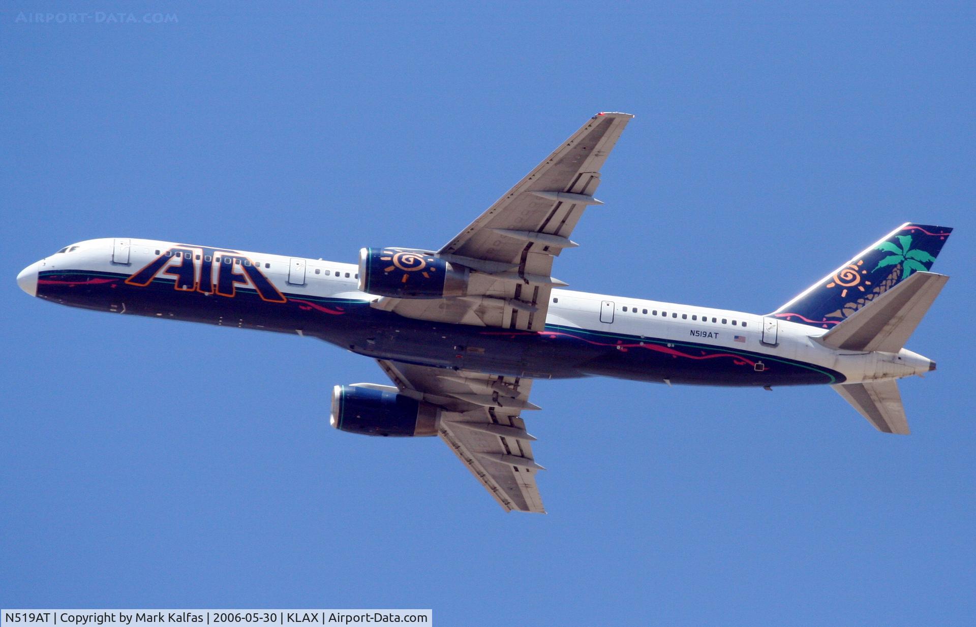 N519AT, 1997 Boeing 757-23N C/N 27975, ATA N518AT, Boeing 757-23N departs 25R KLAX