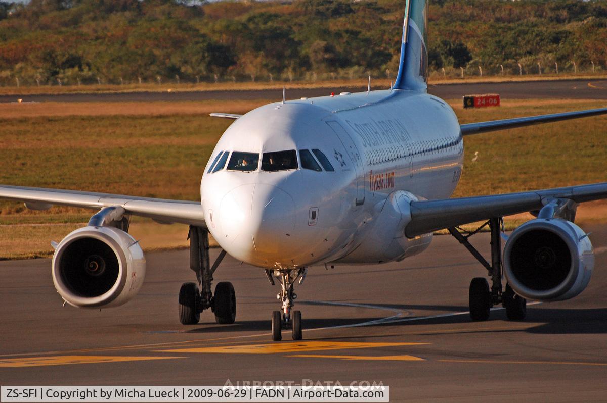 ZS-SFI, 2004 Airbus A319-131 C/N 2375, At Durban
