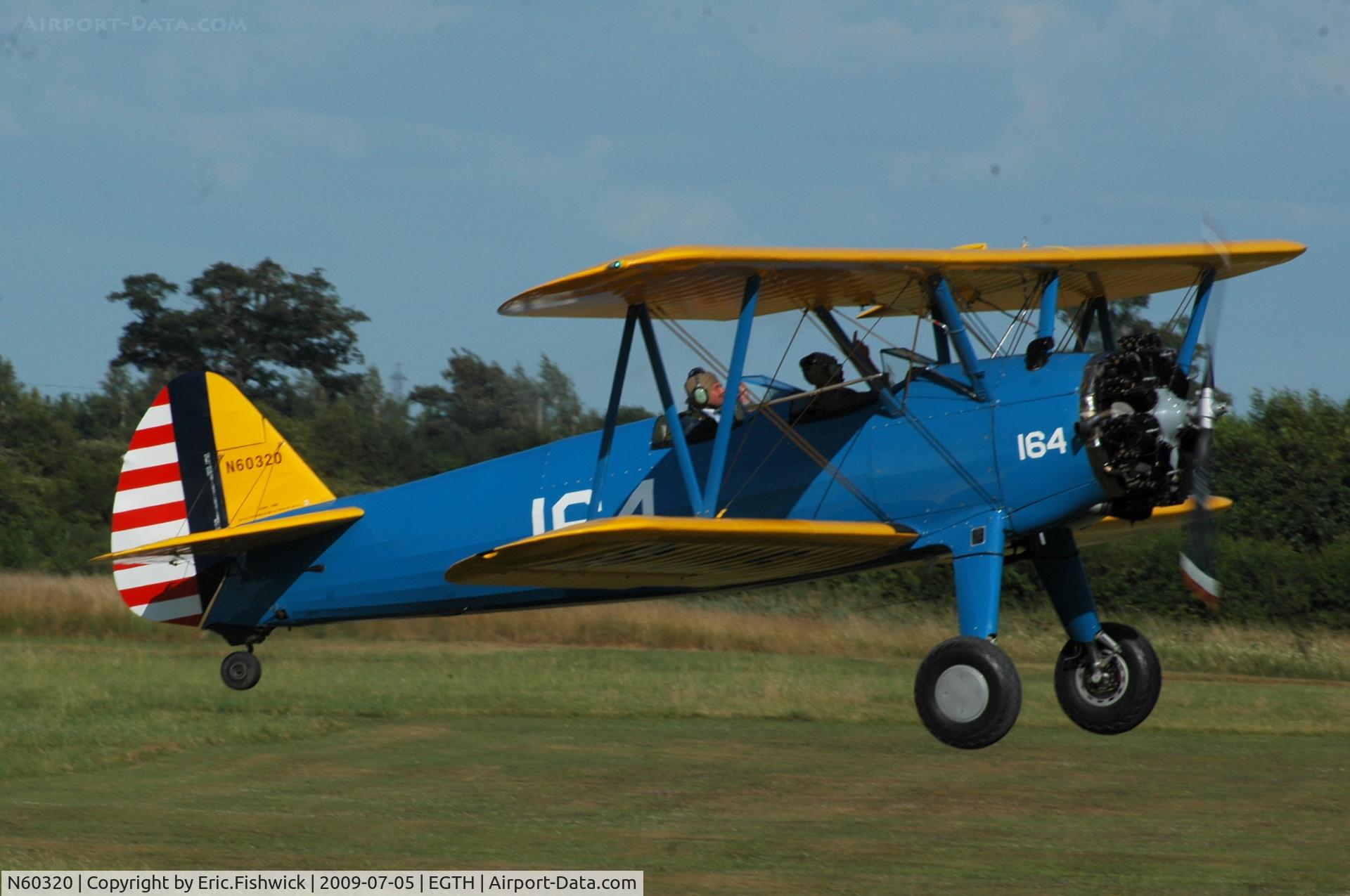 N60320, 1941 Boeing A75N1(PT17) C/N 75-883, N60320 departing the Shuttleworth Military Pagent air Display July 09