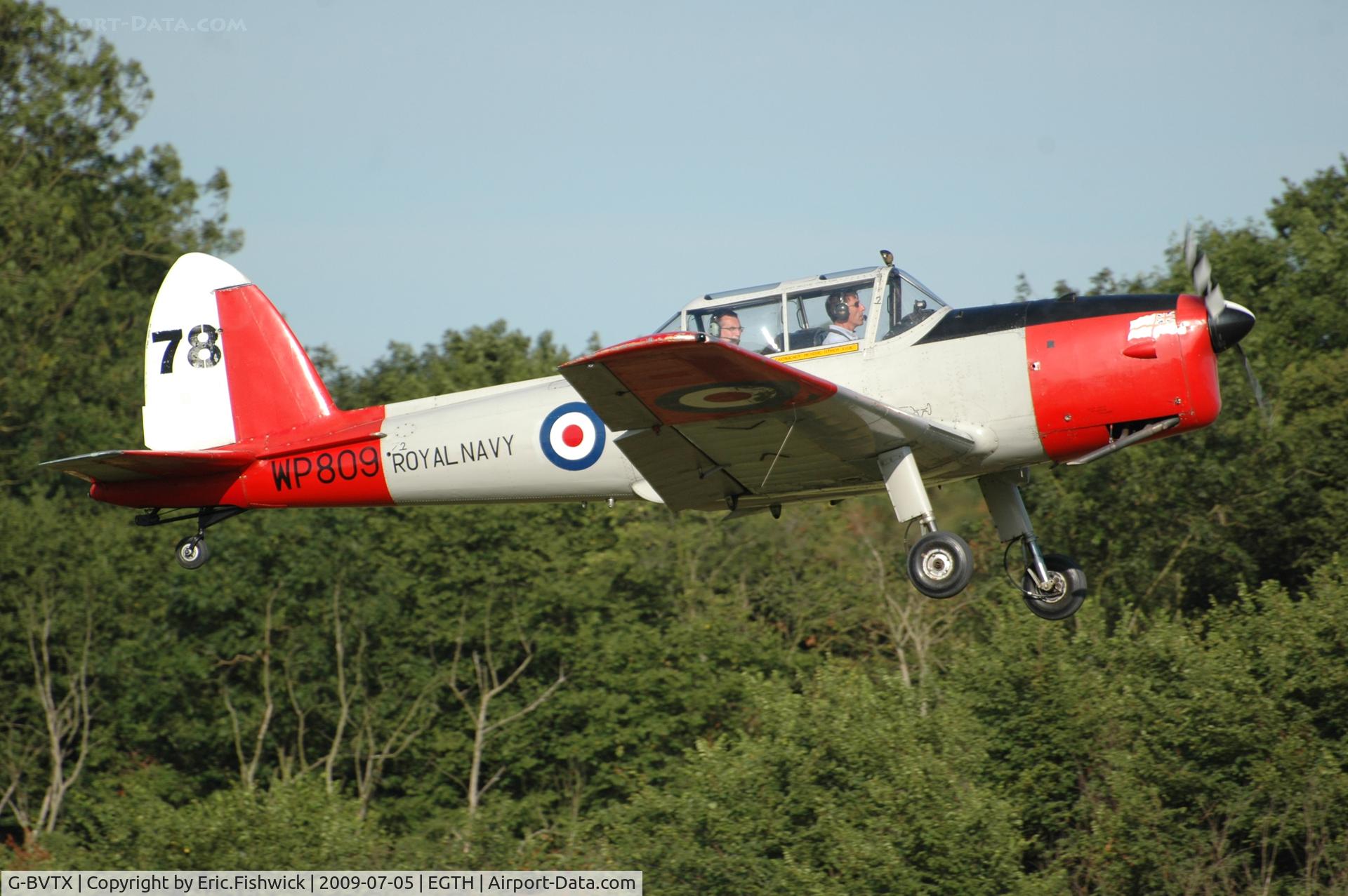 G-BVTX, 1952 De Havilland DHC-1 Chipmunk T.10 C/N C1/0705, WP809 departing the Shuttleworth Military Pagent air Display July 09