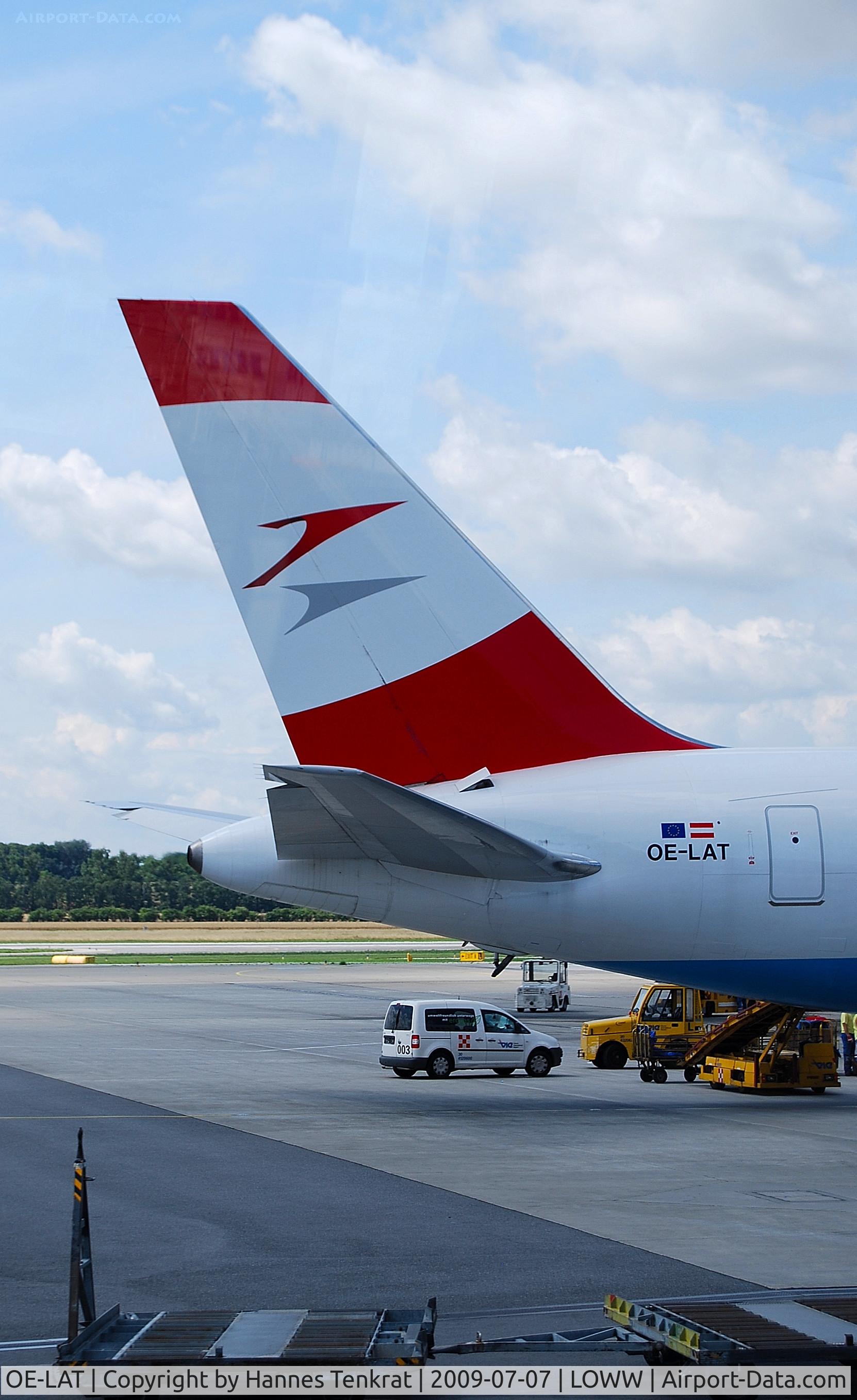 OE-LAT, 1991 Boeing 767-31A C/N 25273, Tail of Austrian Airlines Boeing 767-300ER