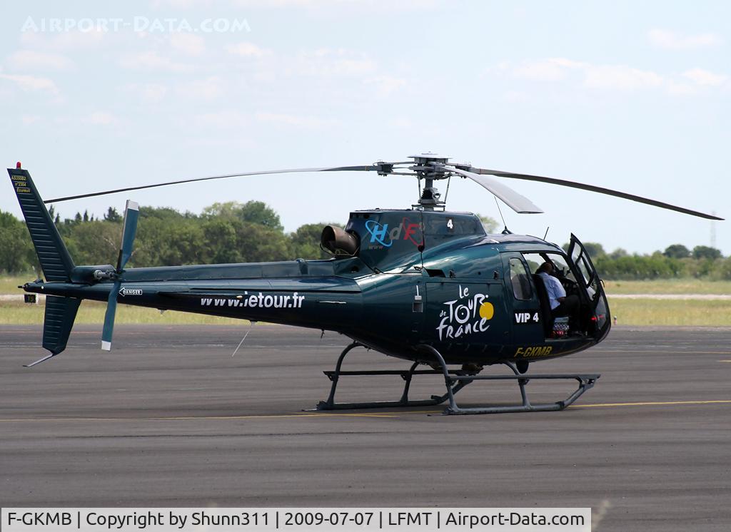 F-GKMB, Aerospatiale AS-350B-2 Ecureuil C/N 2304, Parked... Used for French Cycle Tour 2009