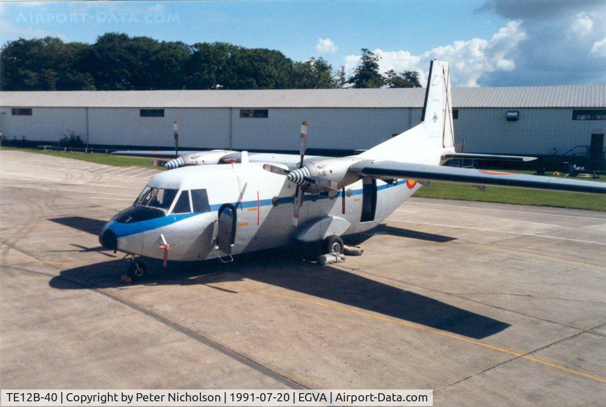 TE12B-40, CASA C-212-100 Aviocar C/N E1-1-76, CASA Aviocar as support aircraft for the Spanish Air Force's aerial display team at the 1991 Intnl Air Tattoo at RAF Fairford.