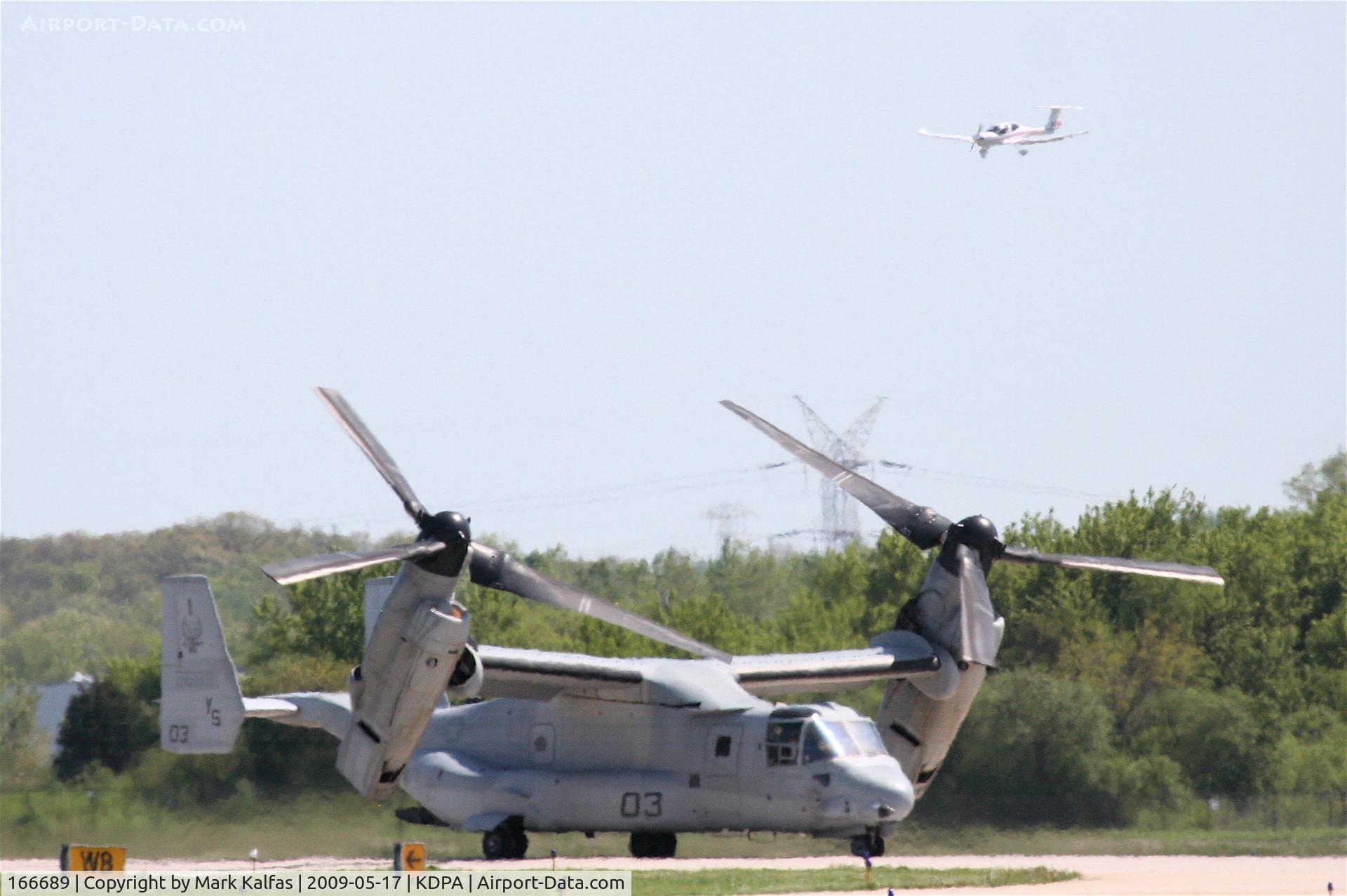 166689, Bell-Boeing MV-22B Osprey C/N D0083, MV-22, 166689/VMM-162, in position RWY 20R KDPA, Katina on short final RWY 28