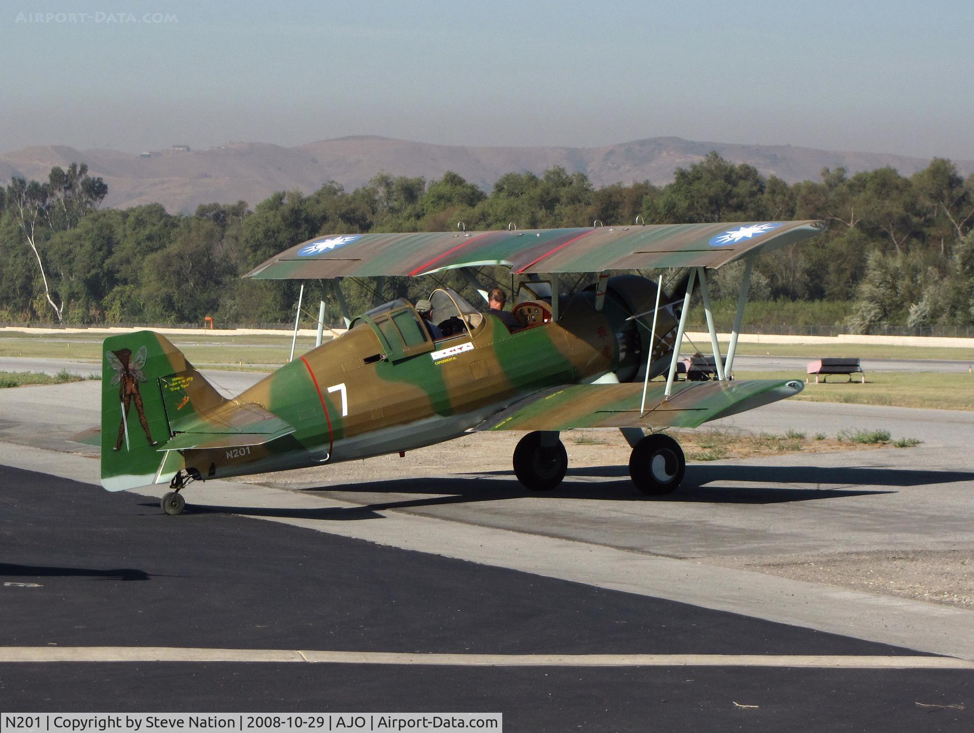 N201, 2008 Irwin Gary Tigerhawk C/N 3, 2008 Irwin Gary TIGERHAWK biplane in Chinese Nationalist marks + camo, fairy TL rearshot @ Corona Airport, CA