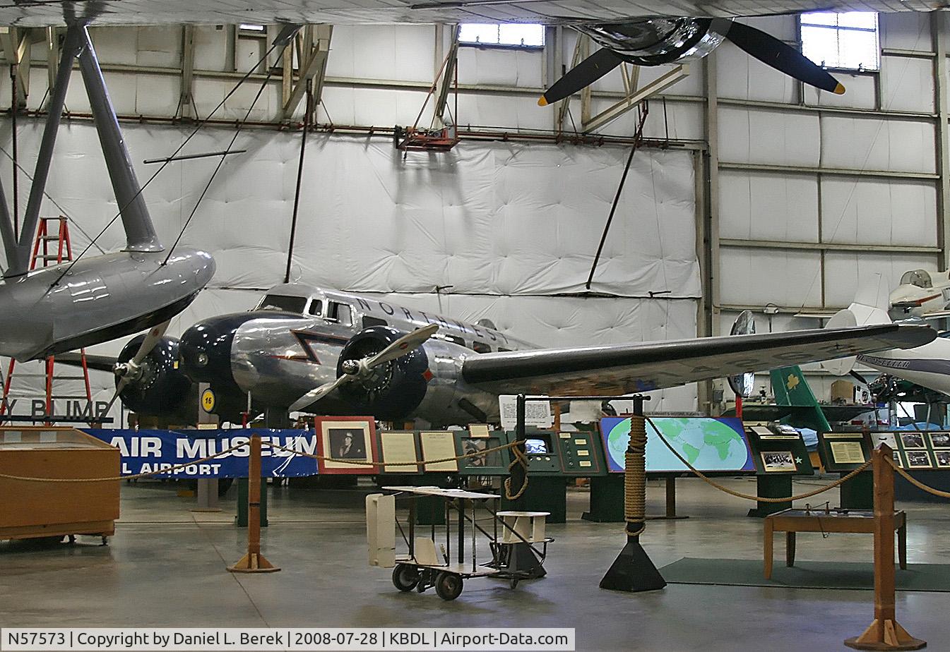 N57573, 1936 Lockheed Electra 10-A C/N 1052, Seen at the New England Air Museum, the old girl is masquerading as Northwest NC14262.