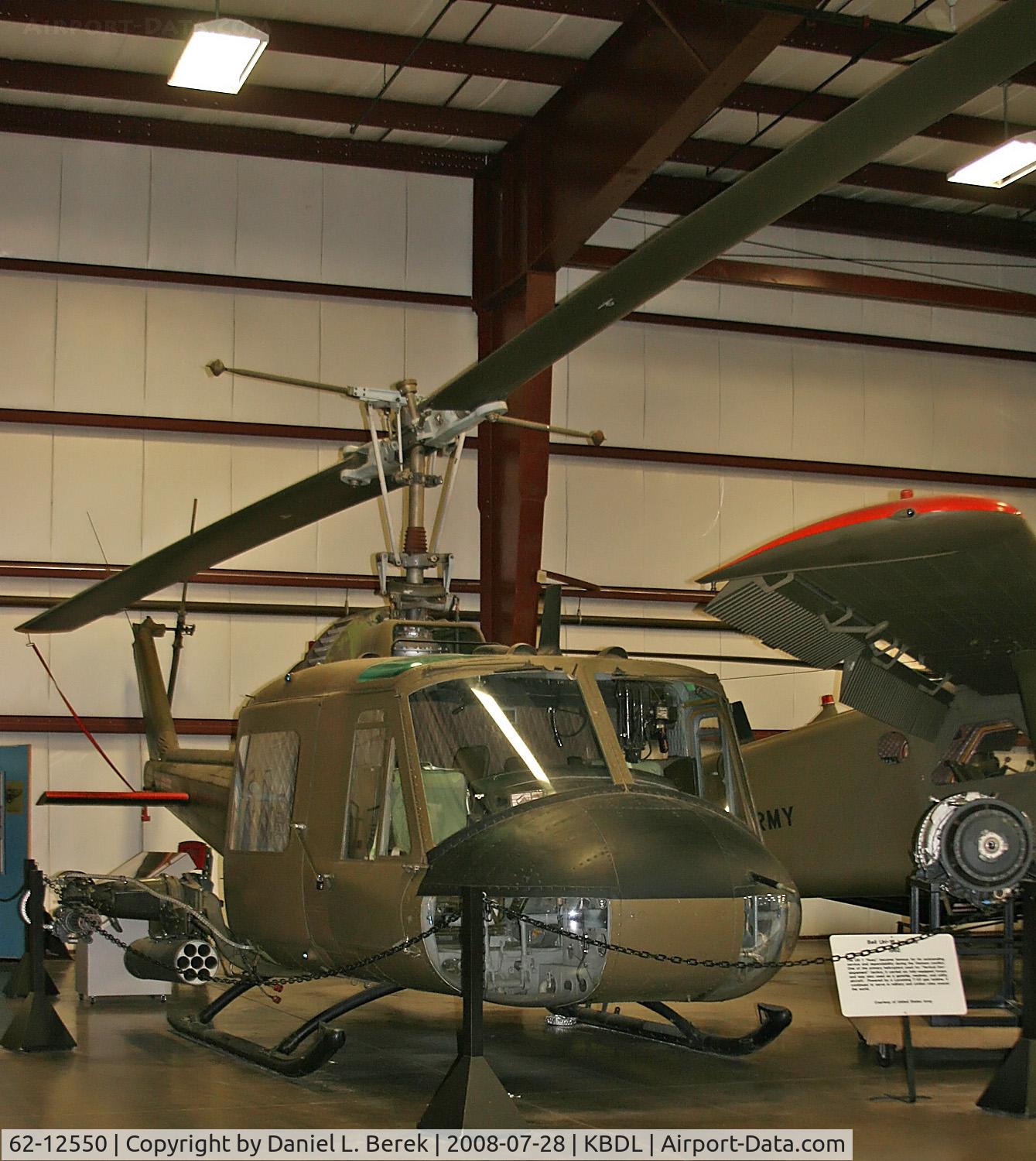62-12550, 1962 Bell UH-1B Iroquois C/N 708, Having served in Vietnam, this helicopter has earned retirement at the New England Air Museum.