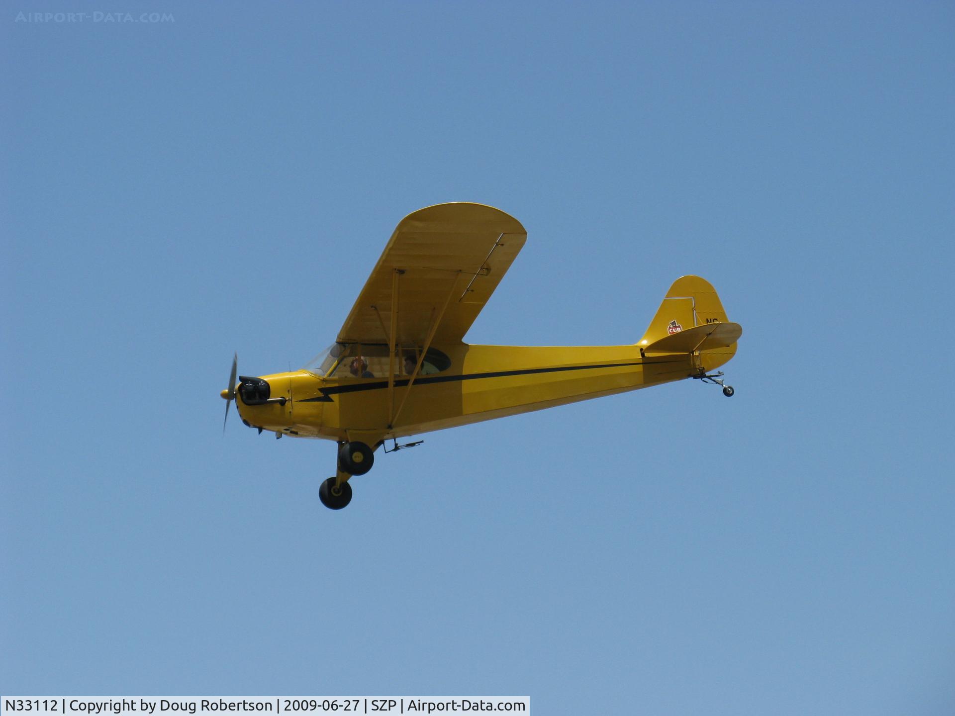 N33112, 1940 Piper J3C-65 Cub Cub C/N 5830, 1940 Piper J3C-65 CUB, Continental C90 90 Hp upgrade, on final Rwy 22
