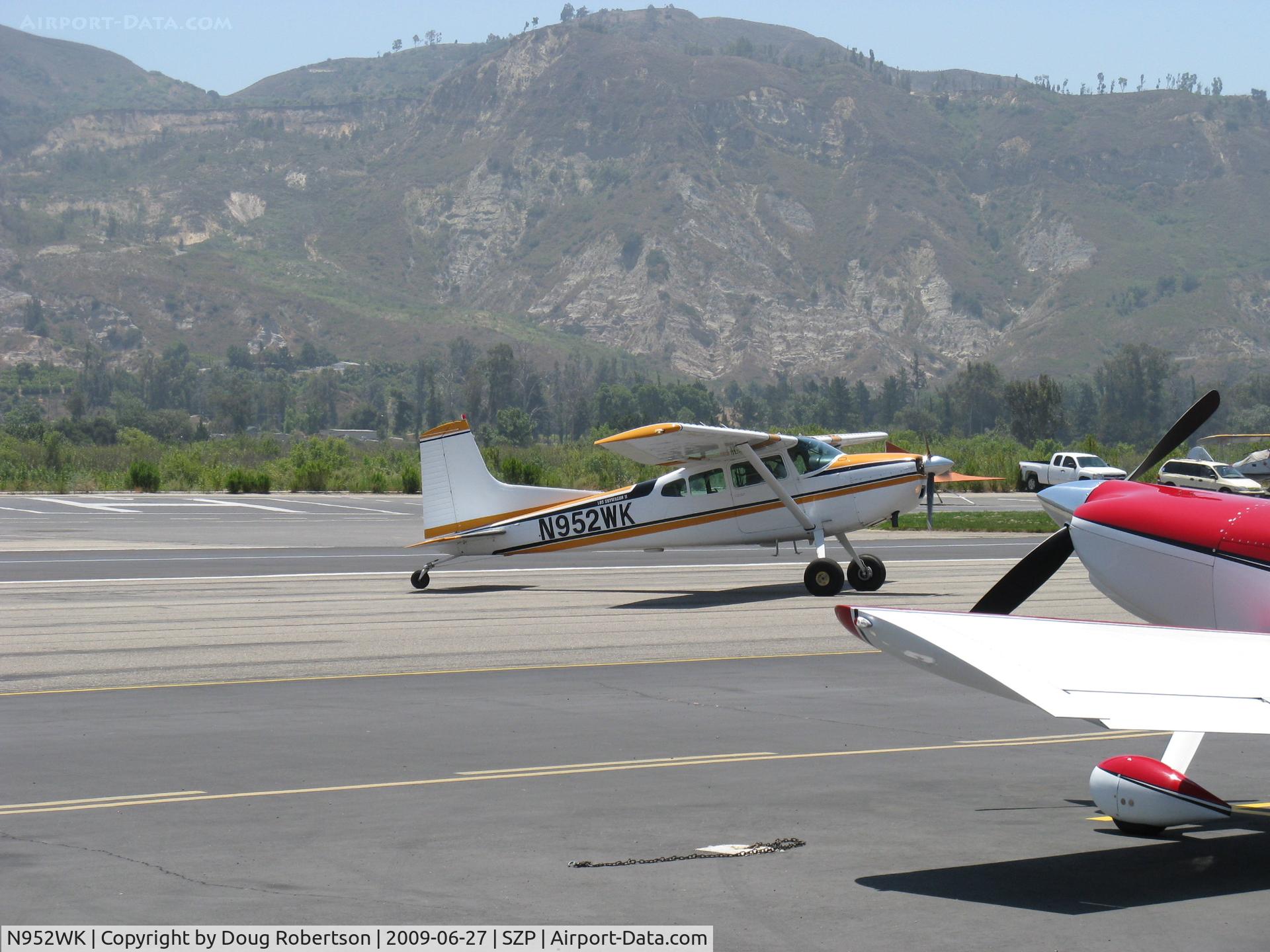 N952WK, 1980 Cessna A185F Skywagon 185 C/N 18504102, 1980 Cessna 185F SKYWAGON II, Continental IO-550 upgrade, taxi off Rwy 22