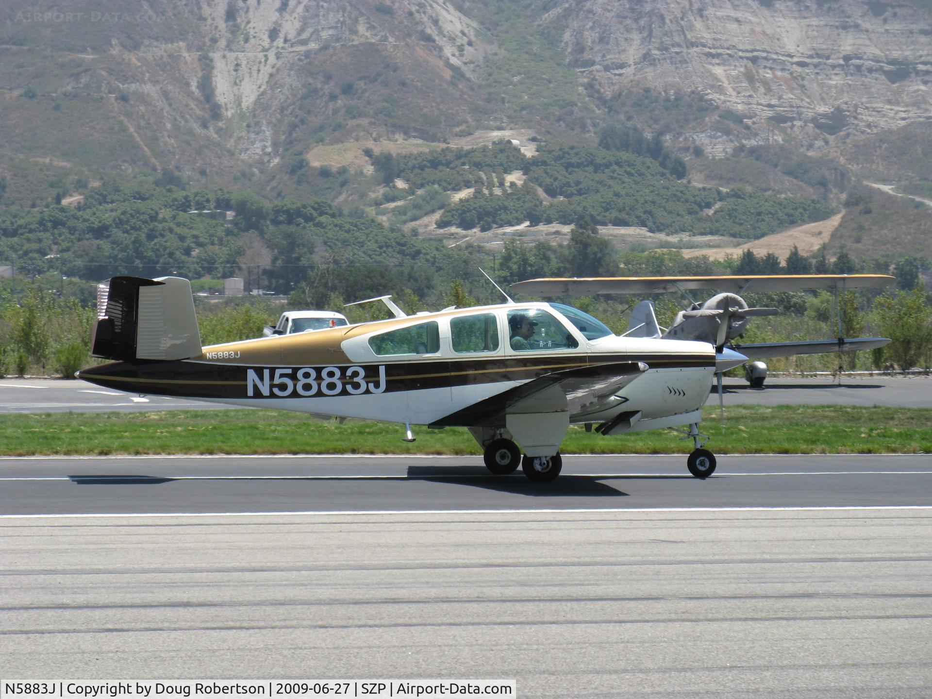 N5883J, 1965 Beech S35 Bonanza C/N D-7874, 1965 Beech S35 BONANZA, Continental IO-520-B 285 Hp, landing roll Rwy 22
