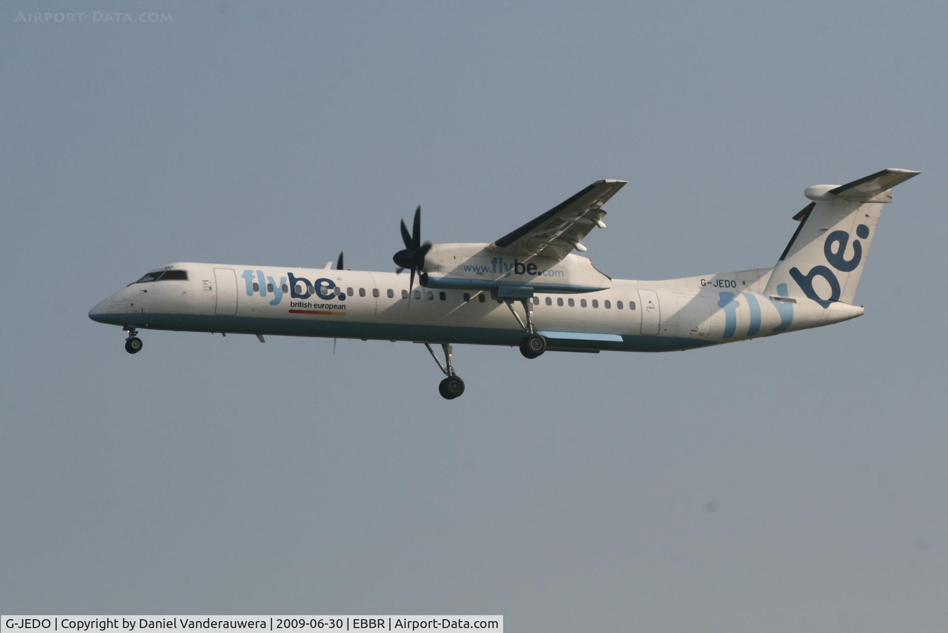 G-JEDO, 2003 De Havilland Canada DHC-8-402Q Dash 8 C/N 4079, arrival of flight BE1841 to rwy 25L