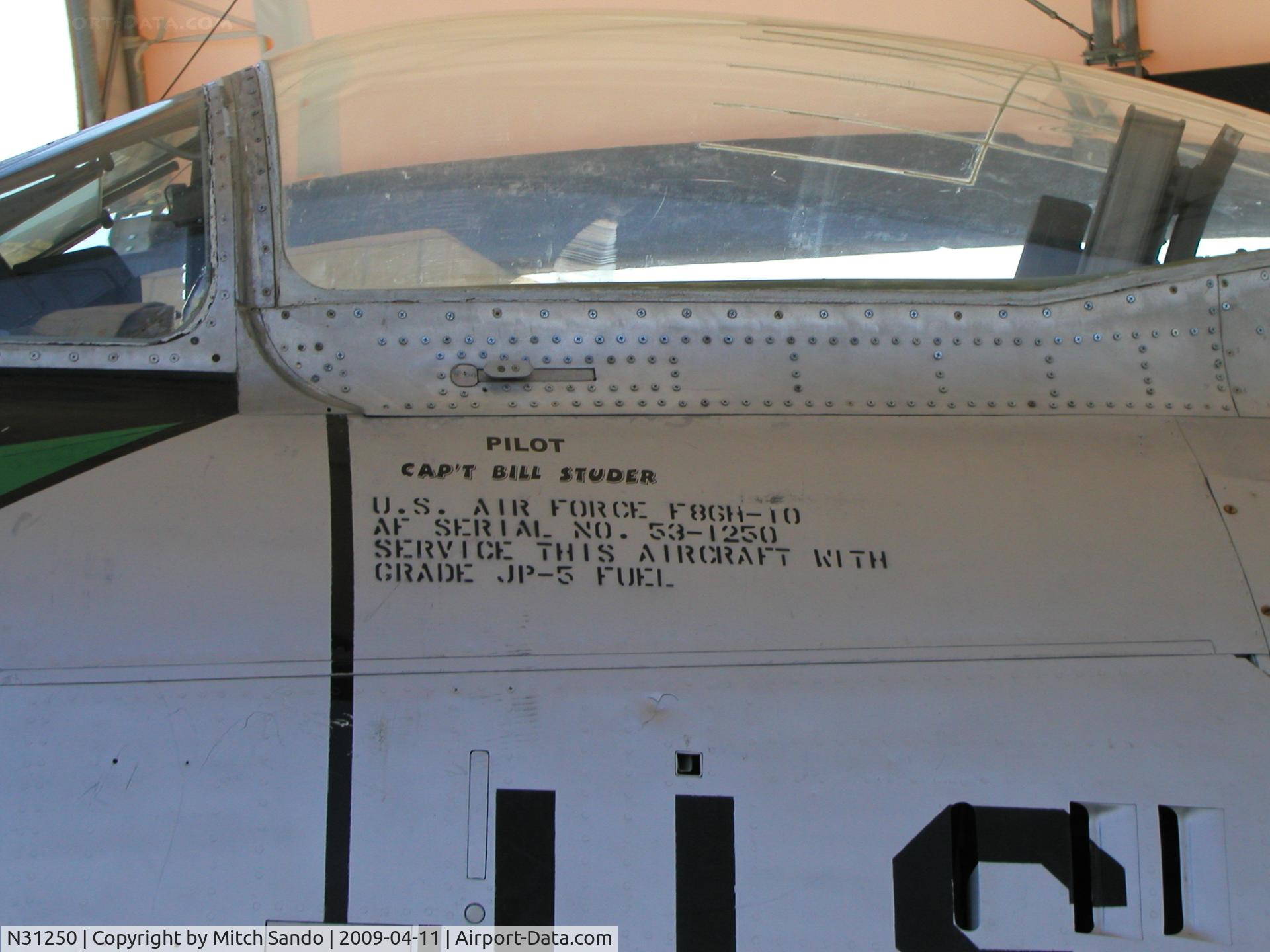 N31250, 1953 North American F-86H Sabre C/N 203-22, At the Lakeville Veterans Memorial at Aronson Park in Lakeville, MN.