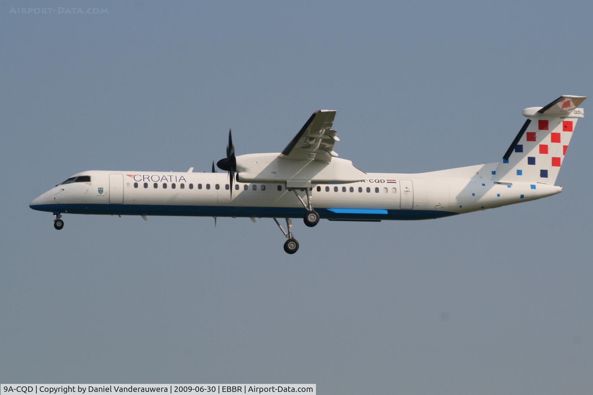 9A-CQD, 2009 De Havilland Canada DHC-8-402Q Dash 8 C/N 4260, arrival of flight OU456 to rwy 25L
