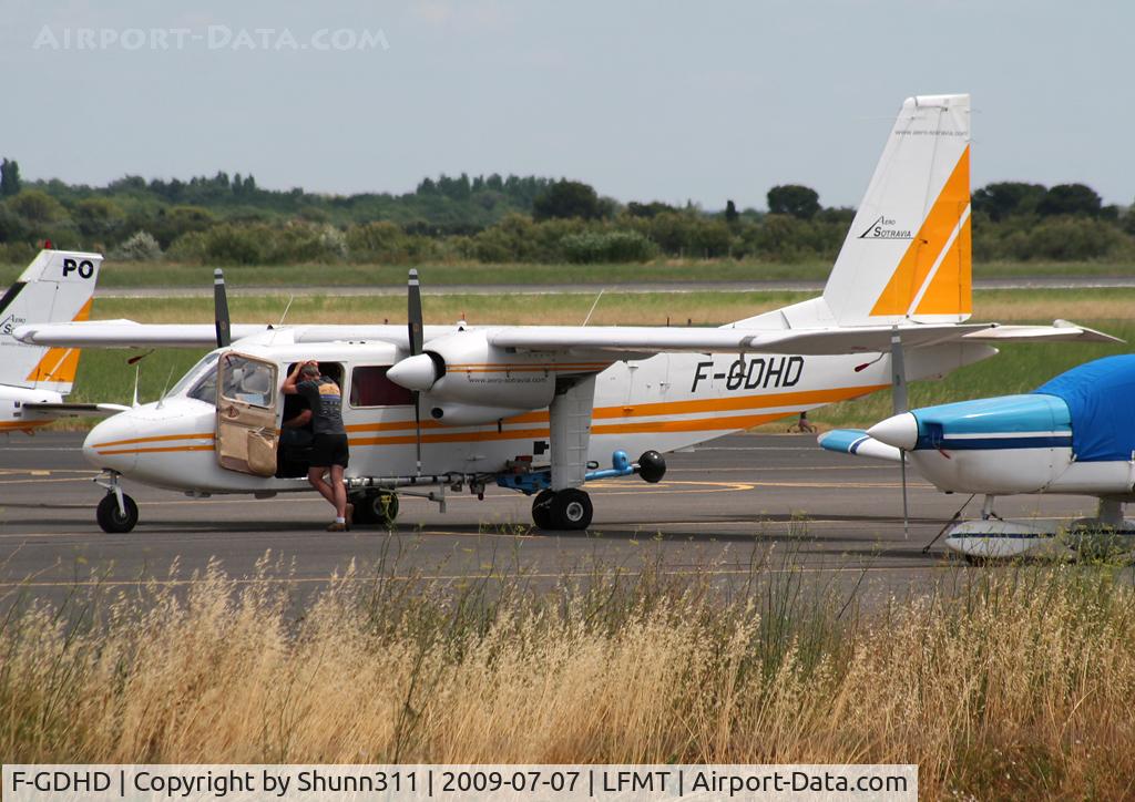 F-GDHD, 1977 Britten-Norman BN-2A-9 Islander C/N 591, Parked at the General Aviation area... Used for French Cycle Tour 2009