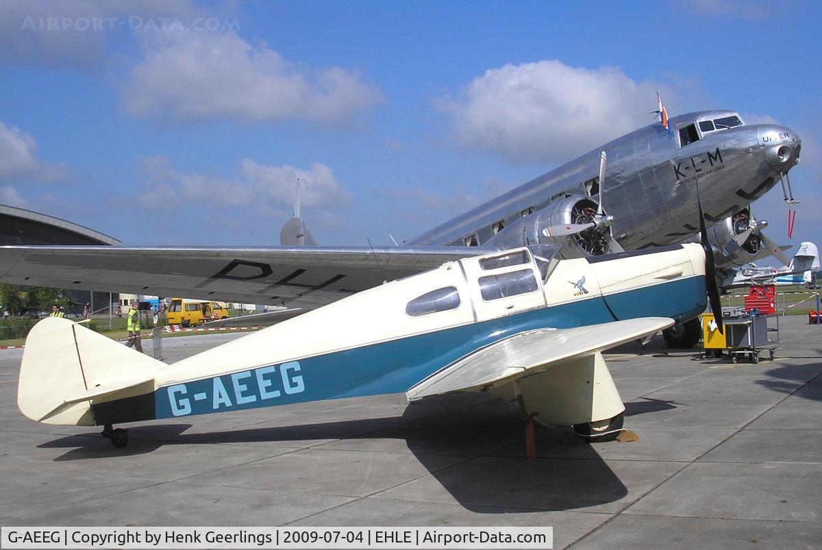 G-AEEG, 1936 Miles M-3A Falcon Major C/N 216, Aviodrome Aviation Museum at Lelystad Airport , Melbourne Race Fly In