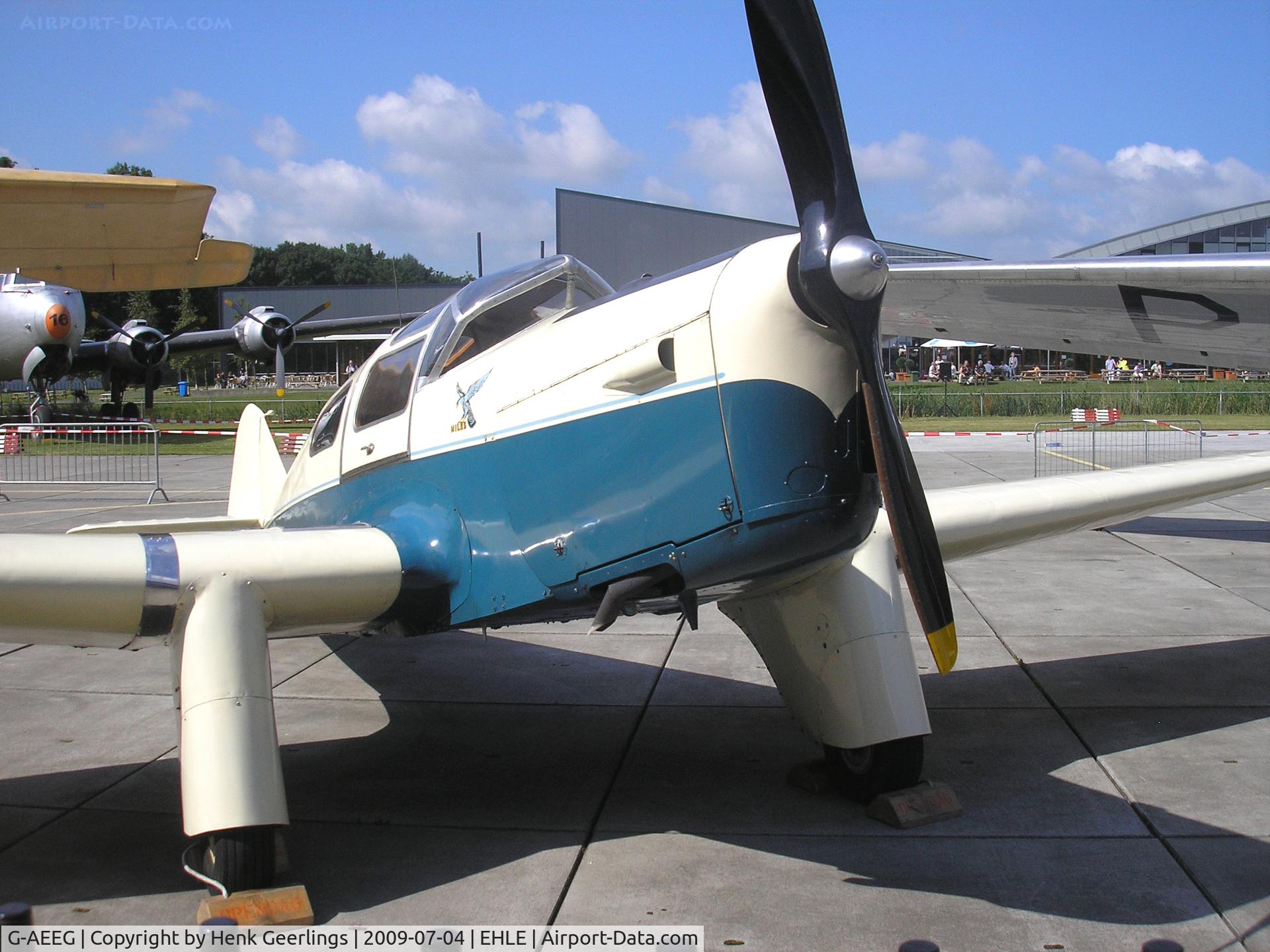 G-AEEG, 1936 Miles M-3A Falcon Major C/N 216, Aviodrome Aviation Museum at Lelystad Airport , Melbourne Race Fly In