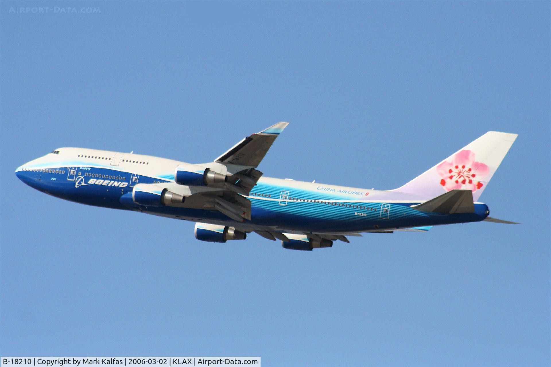 B-18210, 2004 Boeing 747-409 C/N 33734, China Airlines, Boeing 747-409, B-18210 departing RWY 25 KLAX