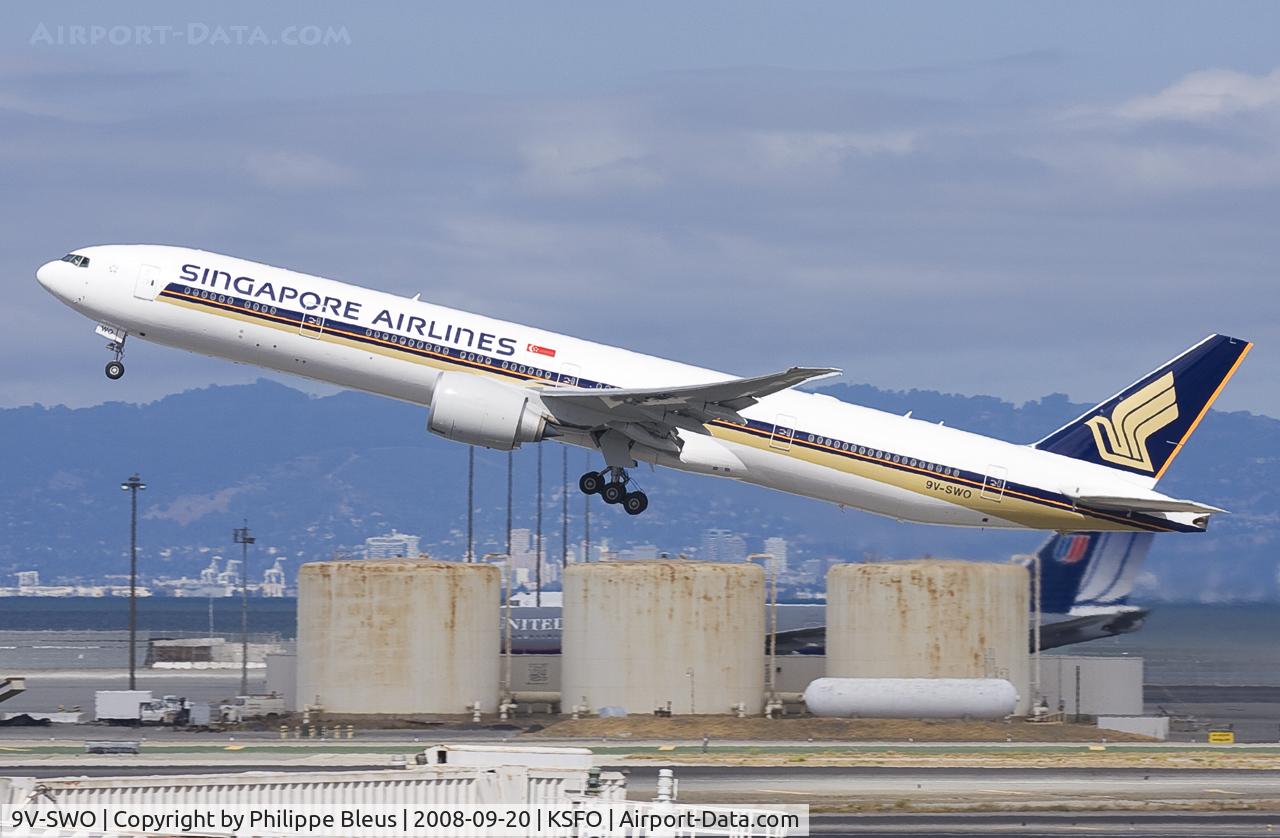 9V-SWO, 2008 Boeing 777-312/ER C/N 34580, Taking off from rwy 28L.