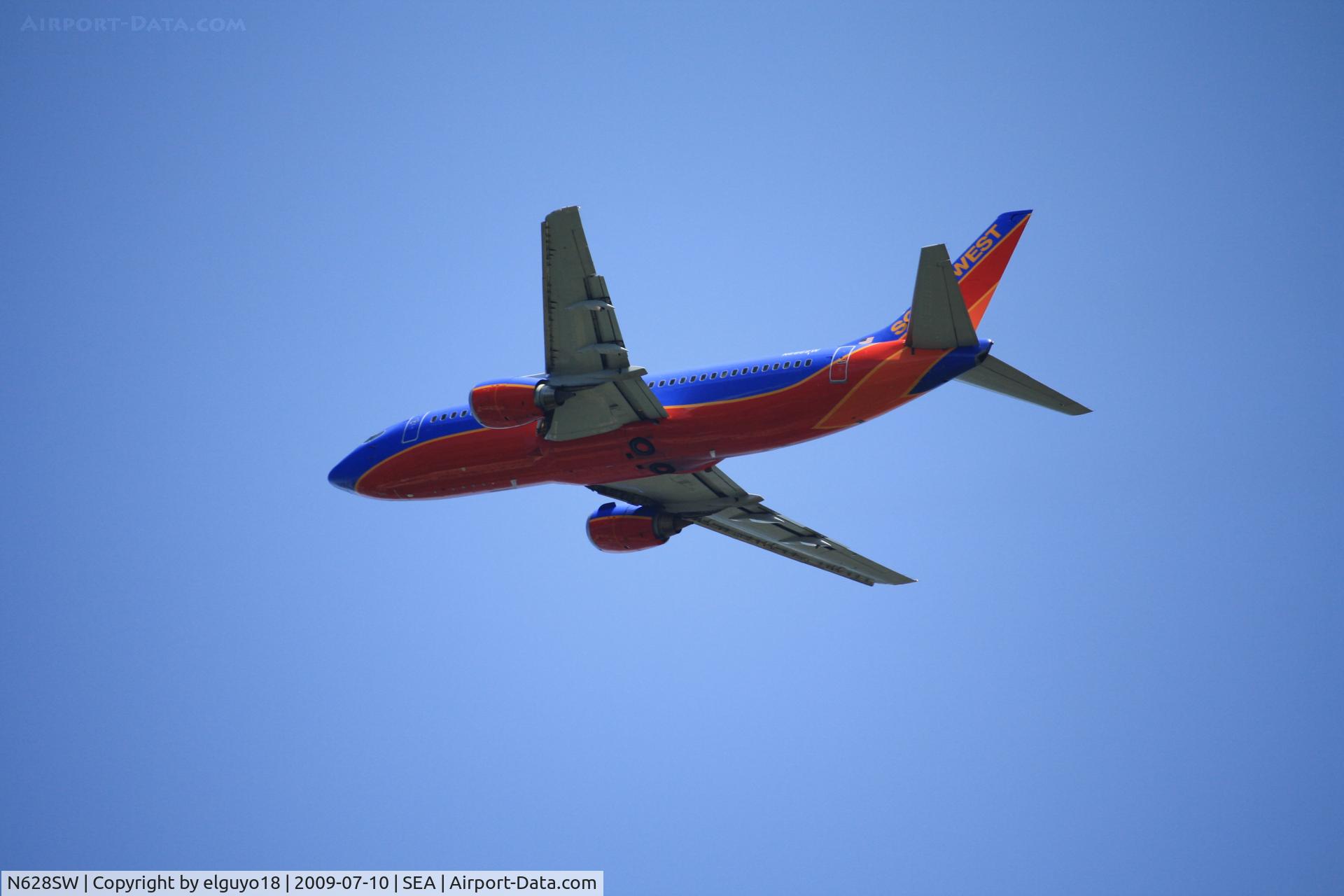 N628SW, 1996 Boeing 737-3H4 C/N 27703, SOUTHWEST LEAVING SEATTLE
