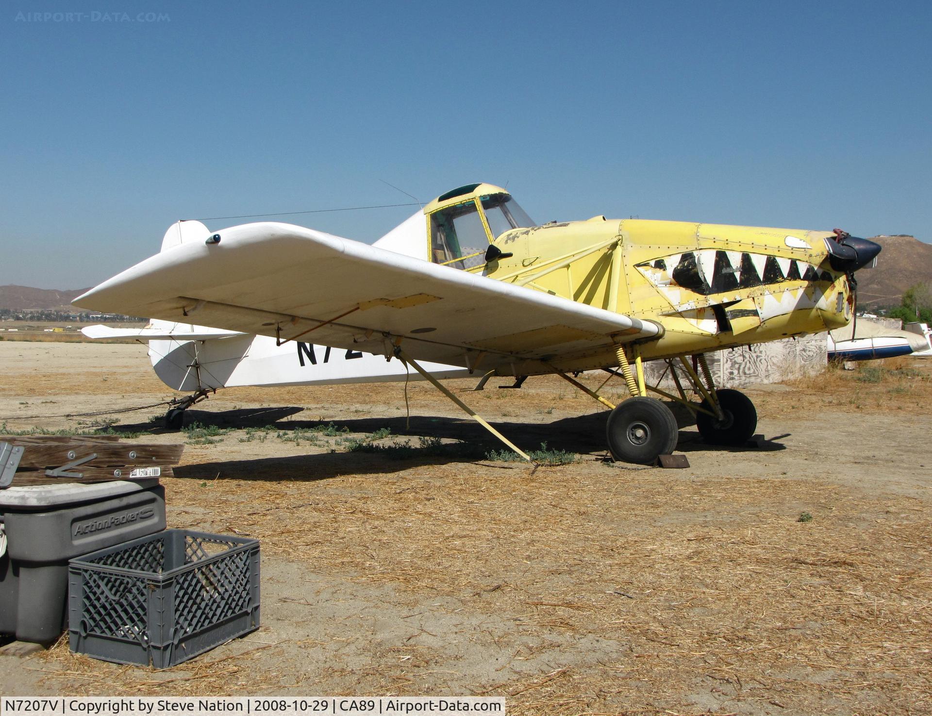 N7207V, 1965 Callair A-9 C/N 1243, Sharkmouth on 1965 Callair A-9 glider tug @ Skylark Airport (sod strip), Lake Elsinore, CA