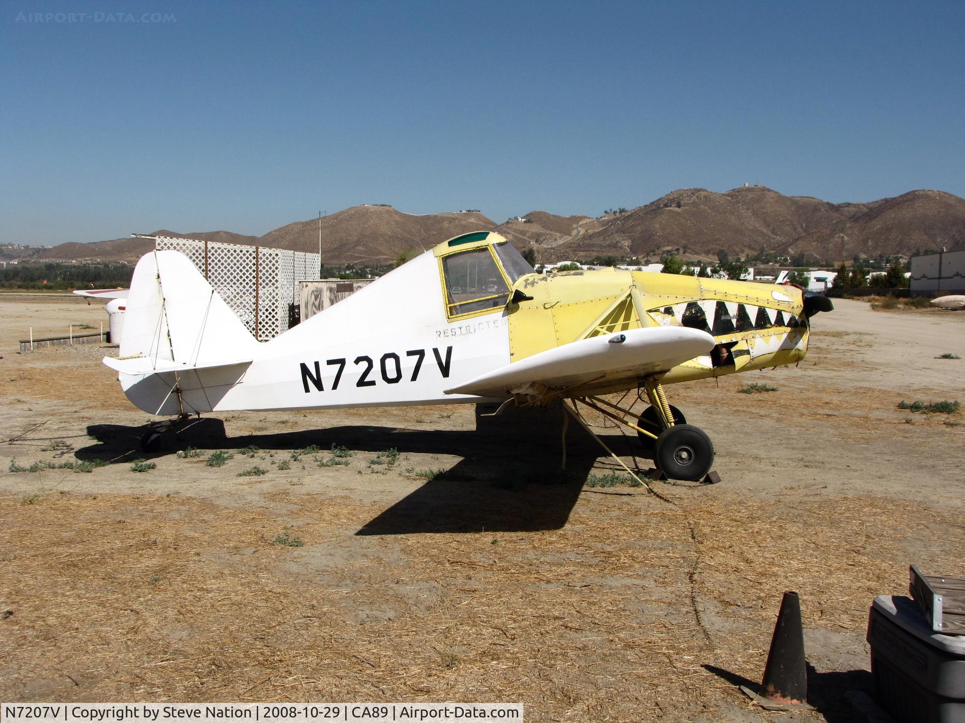 N7207V, 1965 Callair A-9 C/N 1243, Sharkmouth on 1965 Callair A-9 glider tug @ Skylark Airport (sod strip), Lake Elsinore, CA