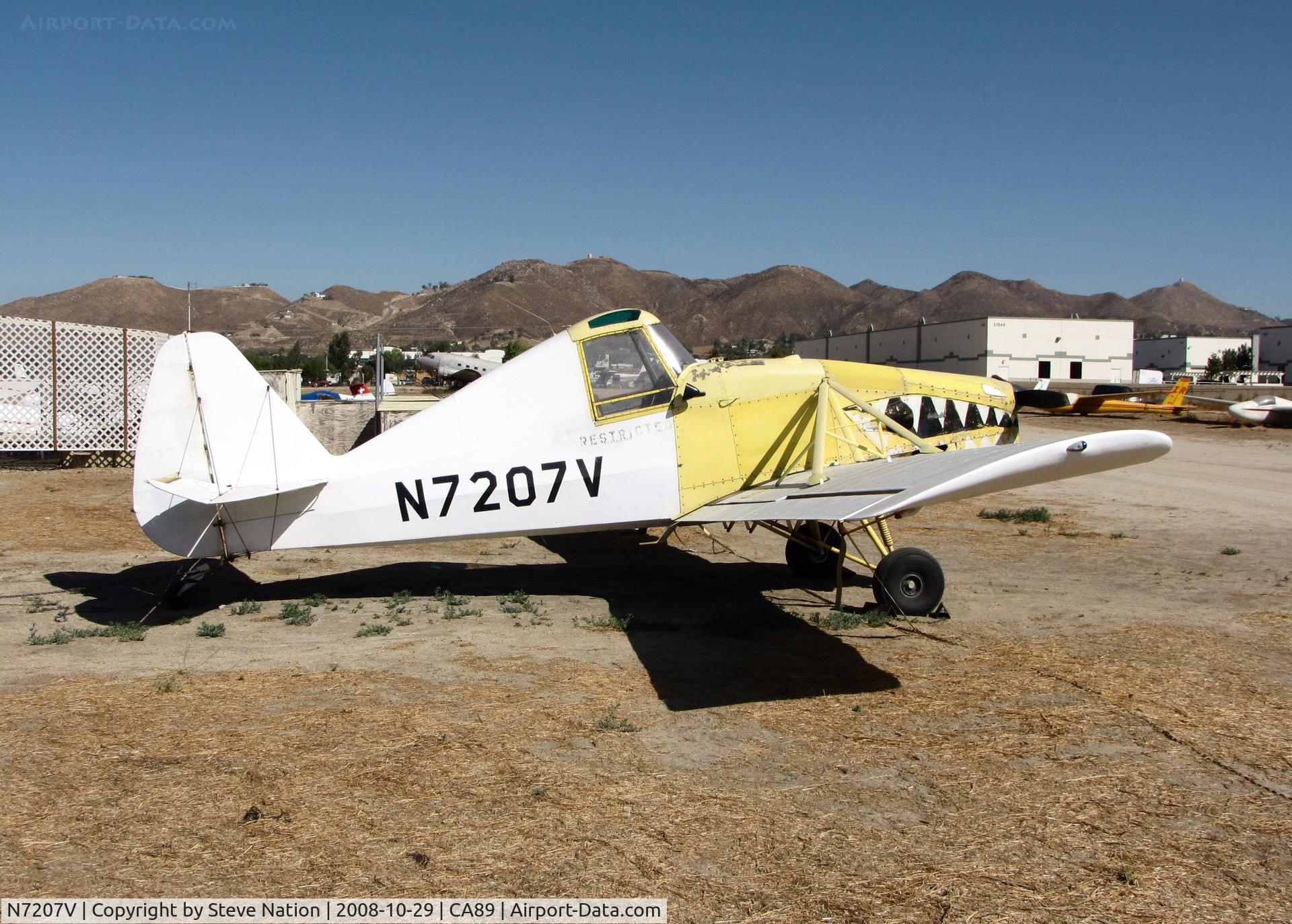 N7207V, 1965 Callair A-9 C/N 1243, Sharkmouth on 1965 Callair A-9 glider tug @ Skylark Airport (sod strip), Lake Elsinore, CA