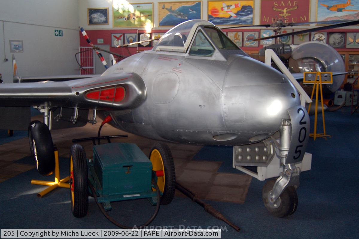 205, De Havilland DH-100 Vampire FB.5 C/N EP42784, De Havilland Vampire (DH-115)