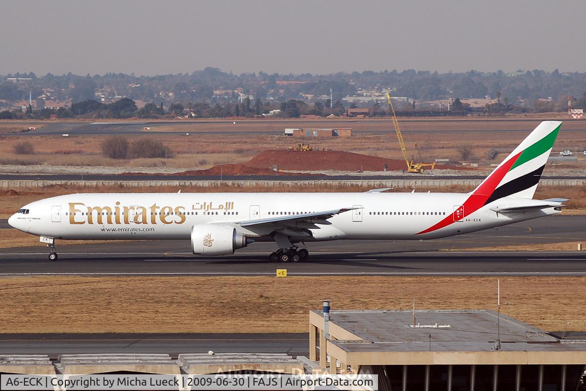 A6-ECK, 2008 Boeing 777-31H/ER C/N 35584, At Jo'burg