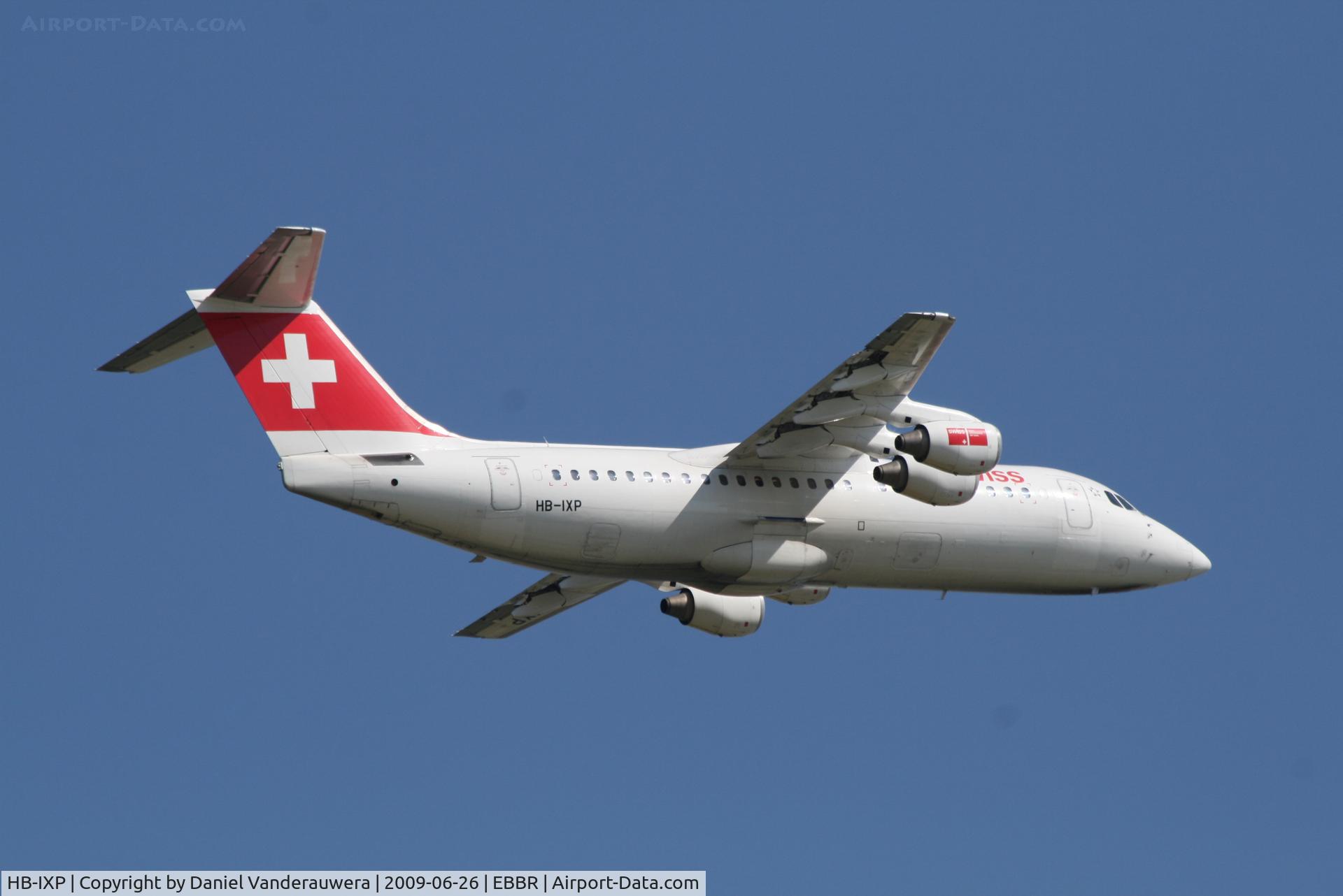HB-IXP, 1996 British Aerospace Avro 146-RJ100 C/N E3283, Flight LX779 is taking off from rwy 07R