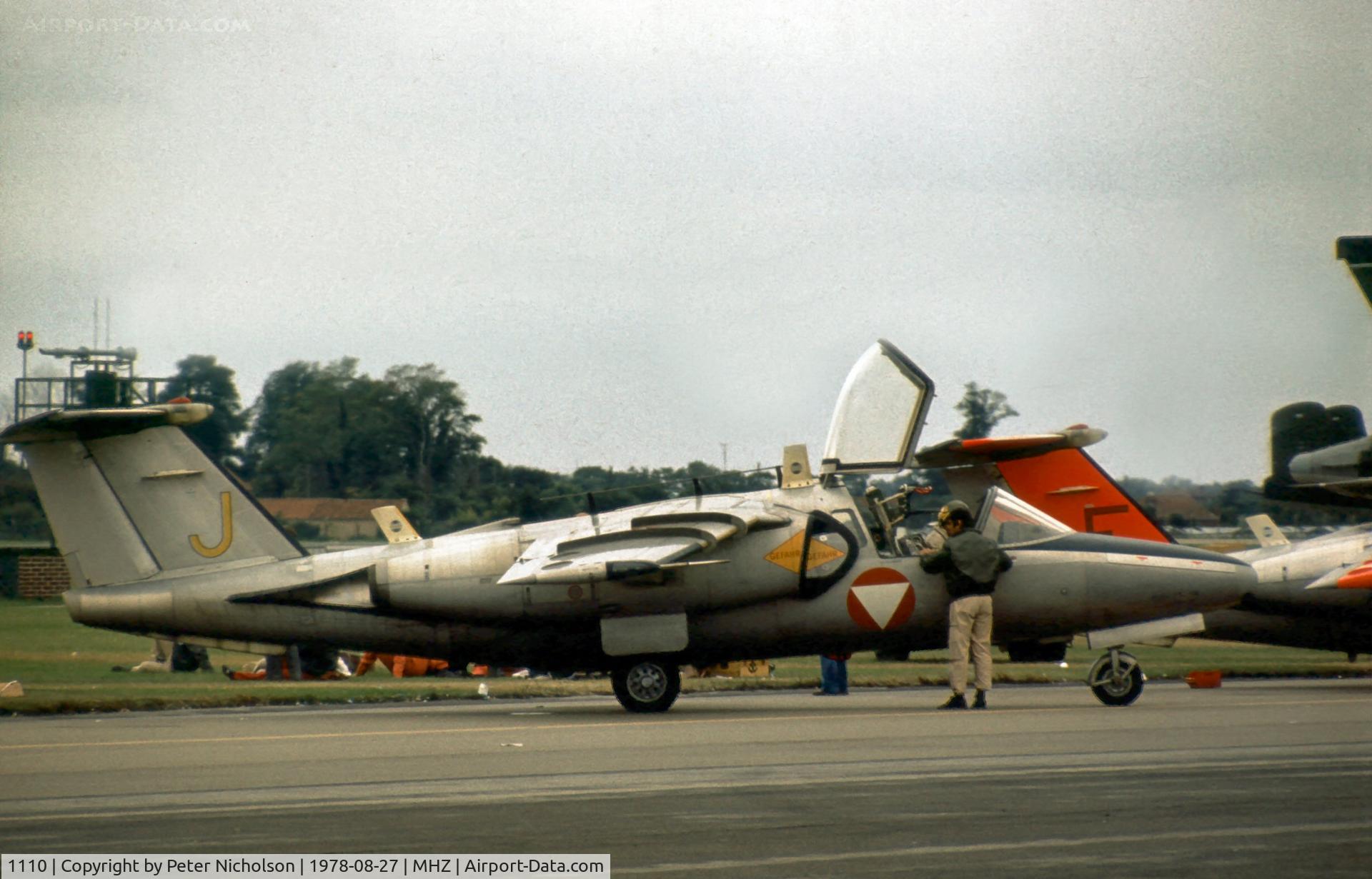 1110, Saab 105OE C/N 105410, Saab 105OE of Karo As display team of the Austrian Air Force at the 1978 Mildenhall Air Fete.