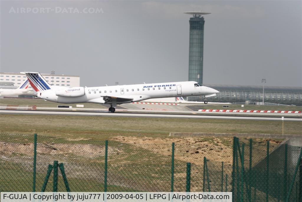 F-GUJA, 2001 Embraer EMB-145MP (ERJ-145MP) C/N 145407, on landing at CDG