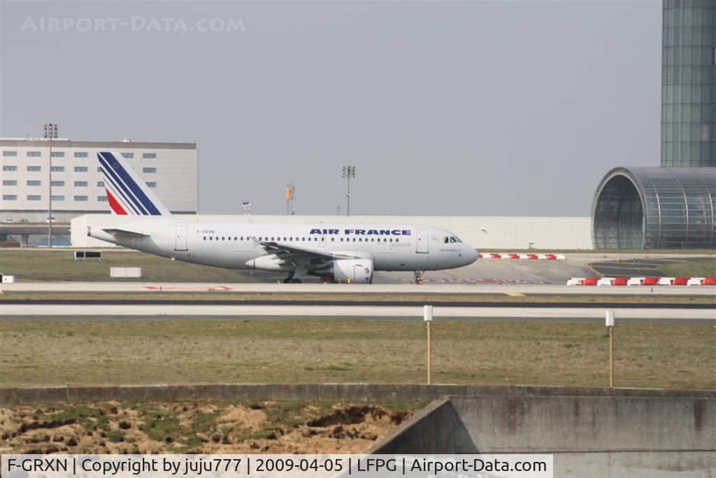 F-GRXN, 2007 Airbus A319-115LR C/N 3065, on take-off at CDG