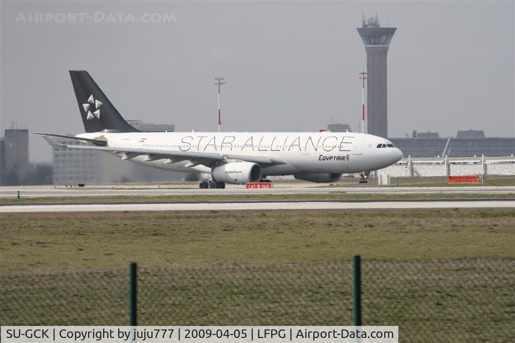 SU-GCK, 2006 Airbus A330-243 C/N 726, on take-off at CDG whis new paint