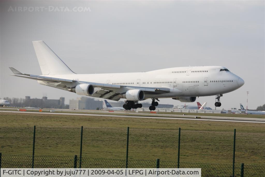 F-GITC, 1991 Boeing 747-428 C/N 25344, on landing at CDG whis new paint for sold