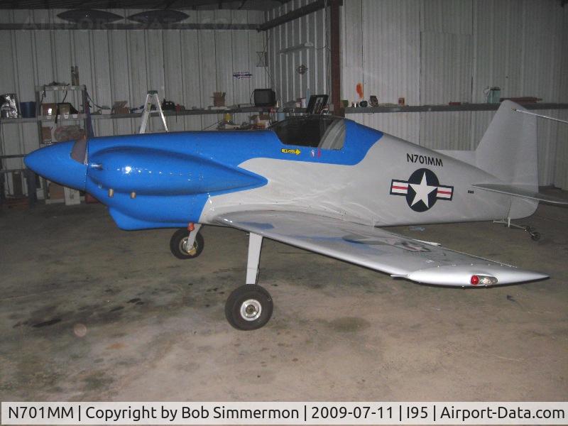 N701MM, Bushby Midget Mustang M-1 C/N M-I-2184, In her crib at Kenton, Ohio
