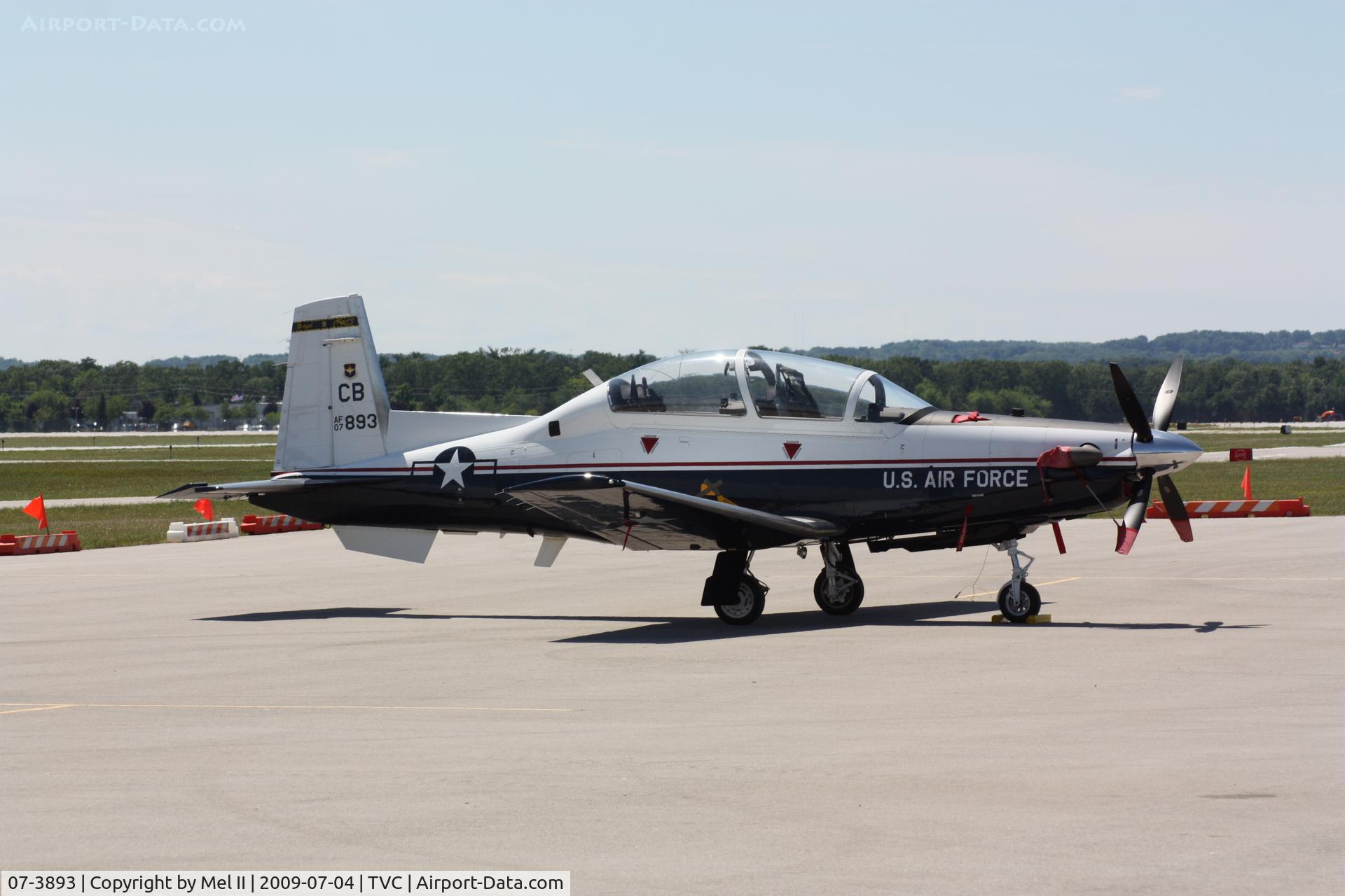 07-3893, 2007 Raytheon T-6A Texan II C/N PT-448, 14th Flying Training Wing, Columbus AFB, Parked