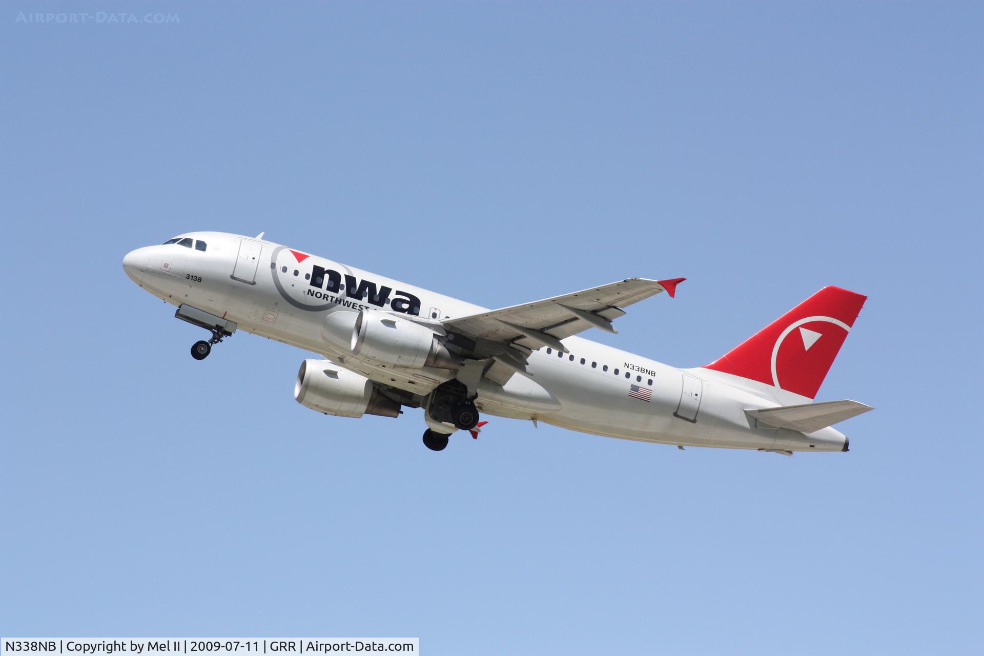 N338NB, 2002 Airbus A319-114 C/N 1693, NWA370 - KGRR-KDTW - Departing RWY 26L