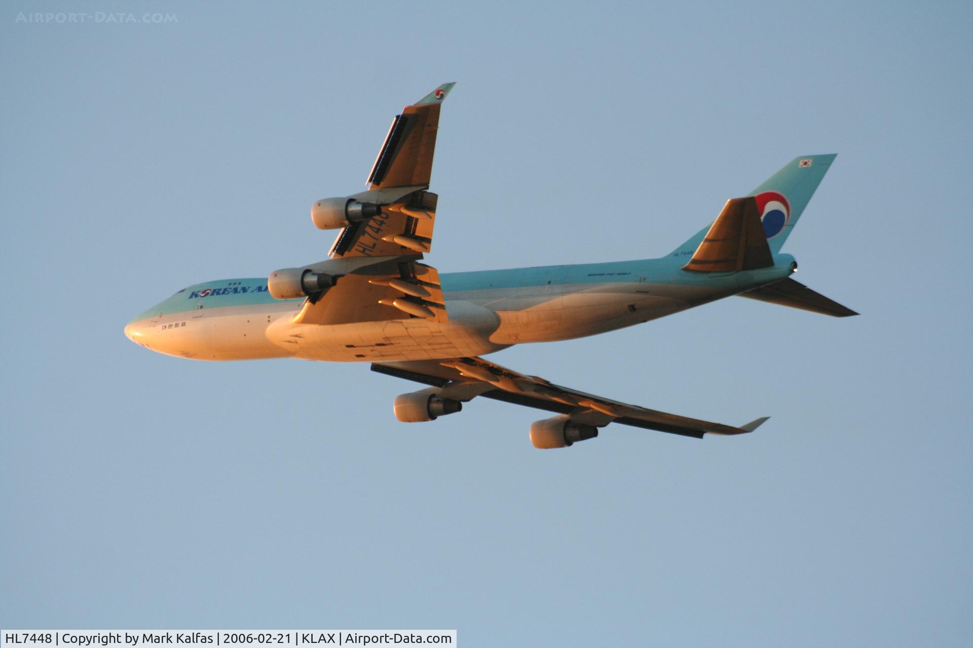 HL7448, 2000 Boeing 747-4B5F C/N 26416, Korean Air Cargo 747-400F, HL7448 departing 25L KLAX