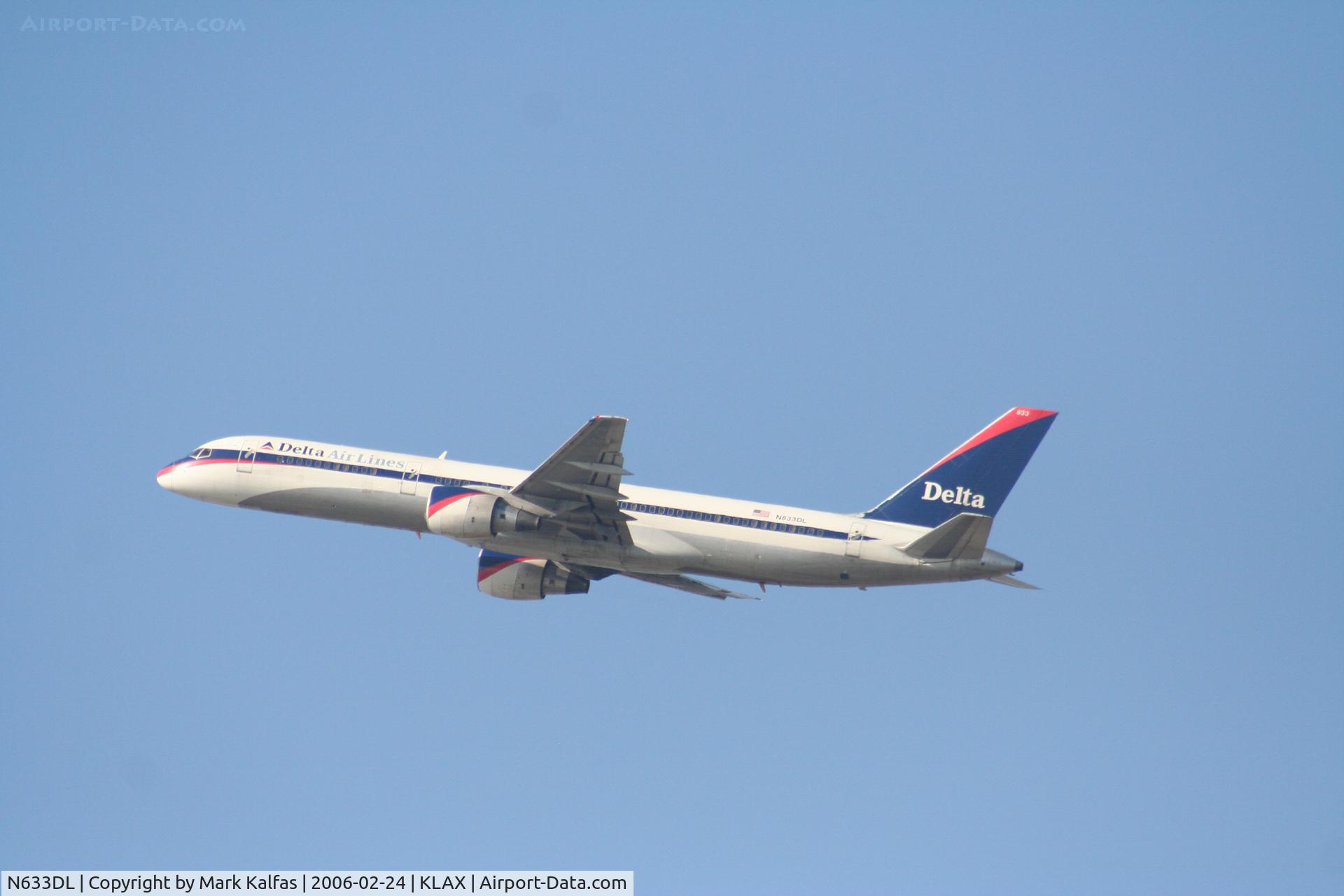 N633DL, 1987 Boeing 757-232 C/N 23614, Delta  Boeing 757-232, N633DL departs 25L KLAX