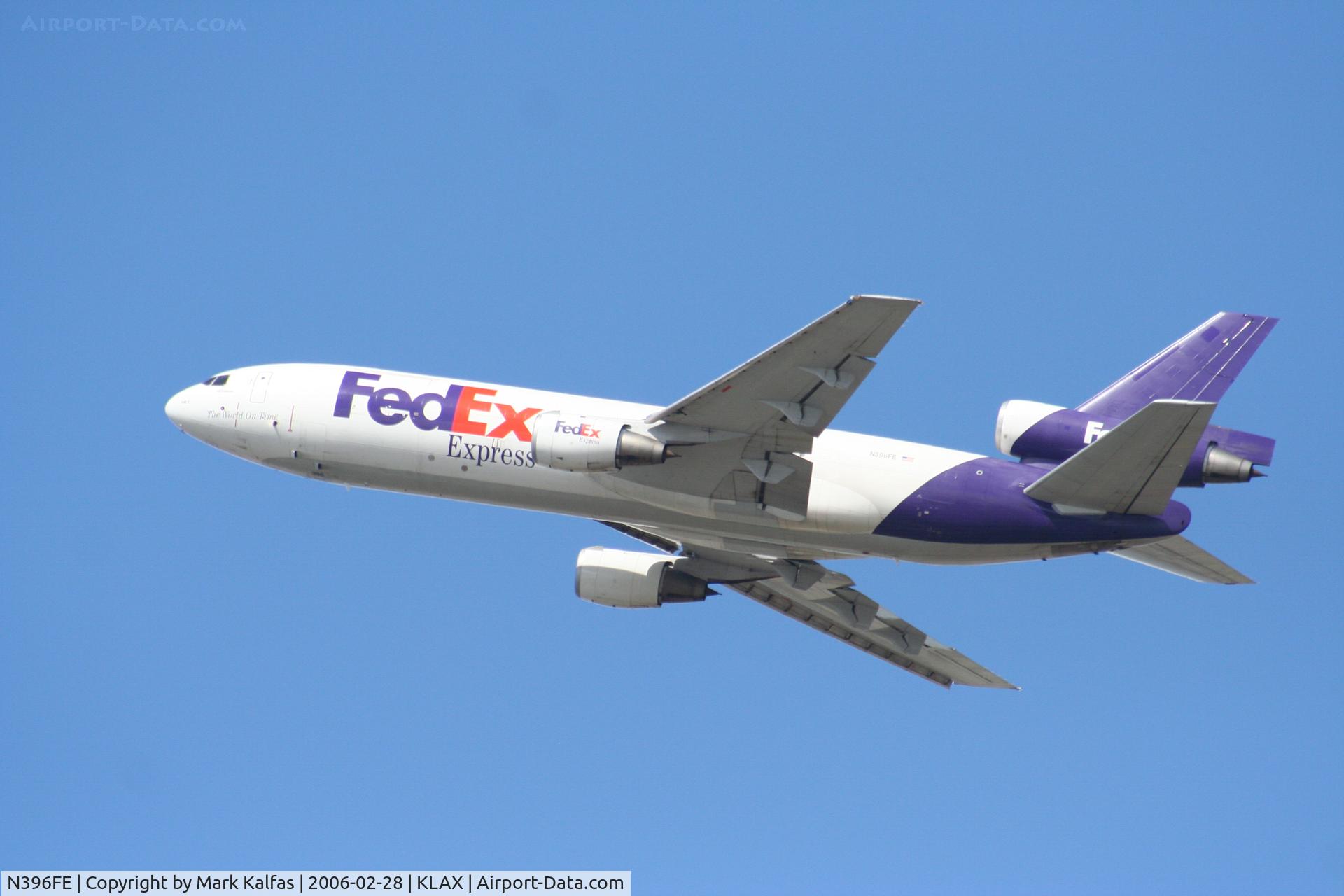 N396FE, 1975 McDonnell Douglas MD-10-10F C/N 46630, Fed Ex, N396FE, DC-10-10F departing 25L KLAX