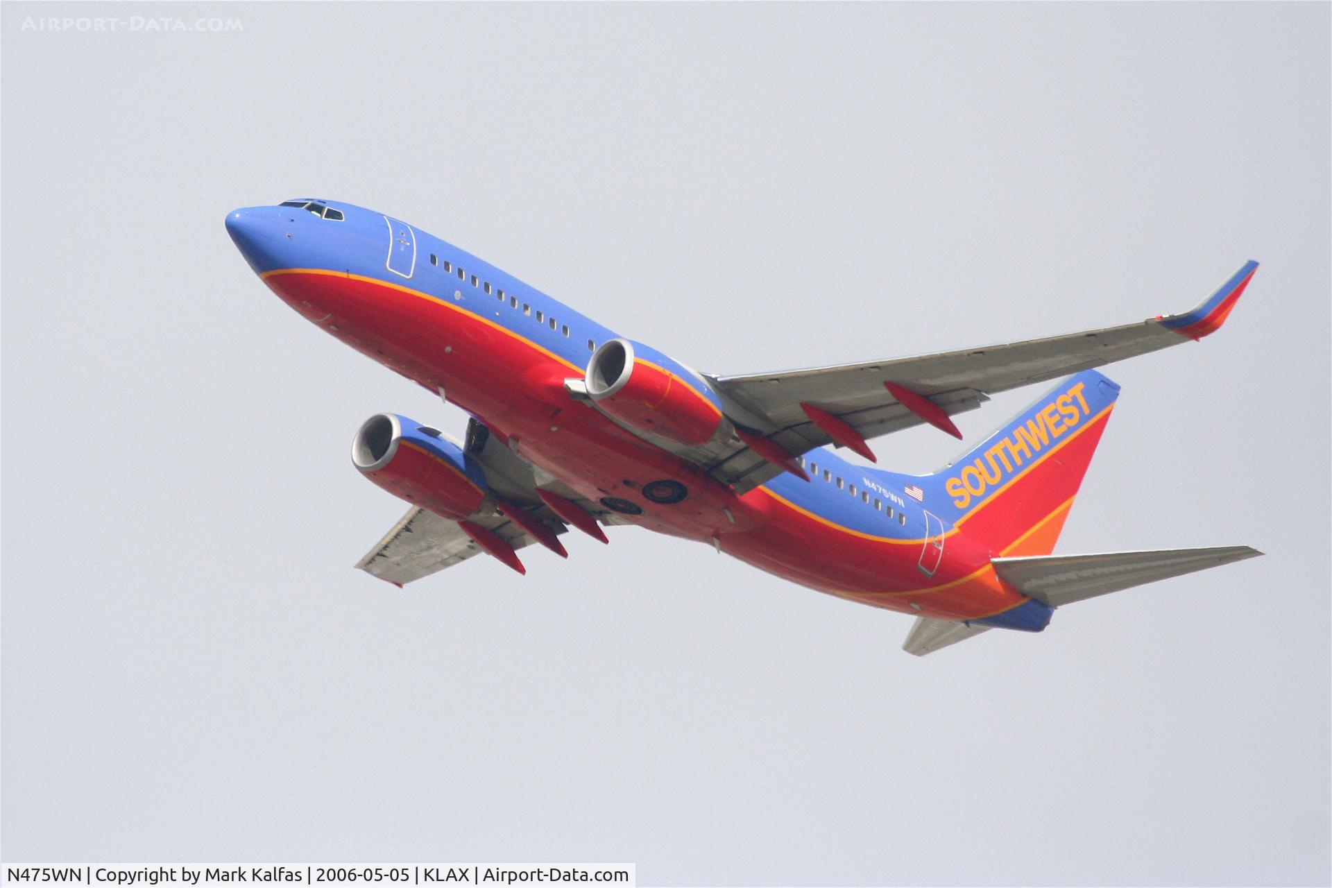 N475WN, 2004 Boeing 737-7H4 C/N 32474, Southwest Boeing 737-7H4, N475WN departs 25R KLAX