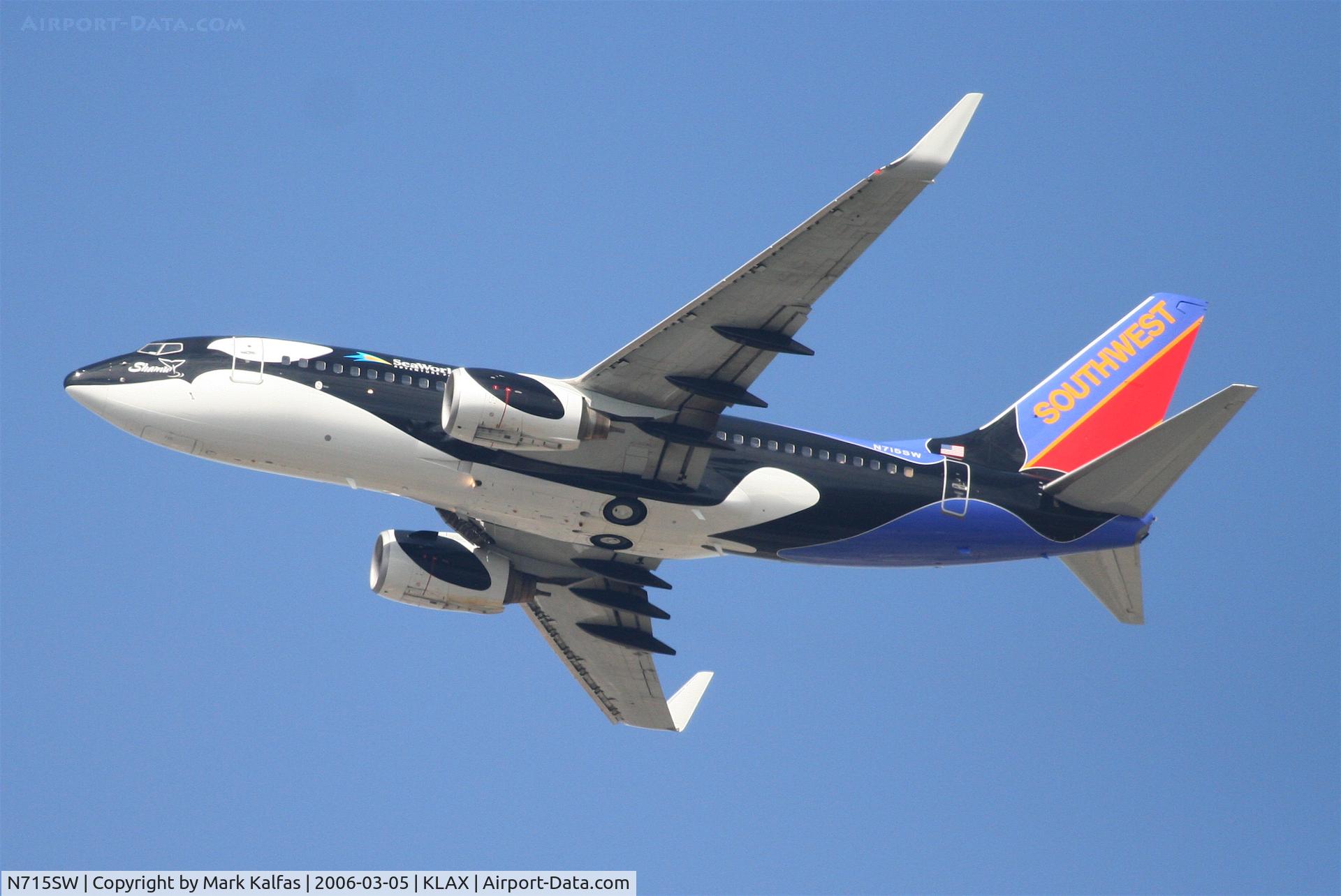 N715SW, 1998 Boeing 737-7H4 C/N 27849, Southwest Airlines Boeing 737-7H4, N715SW (CN: 27849)-Shamu 1 on a beautiful sunny departure out of KLAX RWY 25R