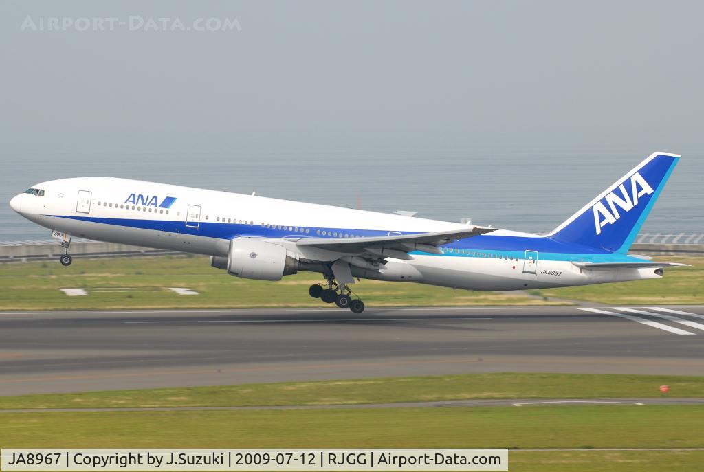 JA8967, 1996 Boeing 777-281 C/N 27030, Take off to OKA