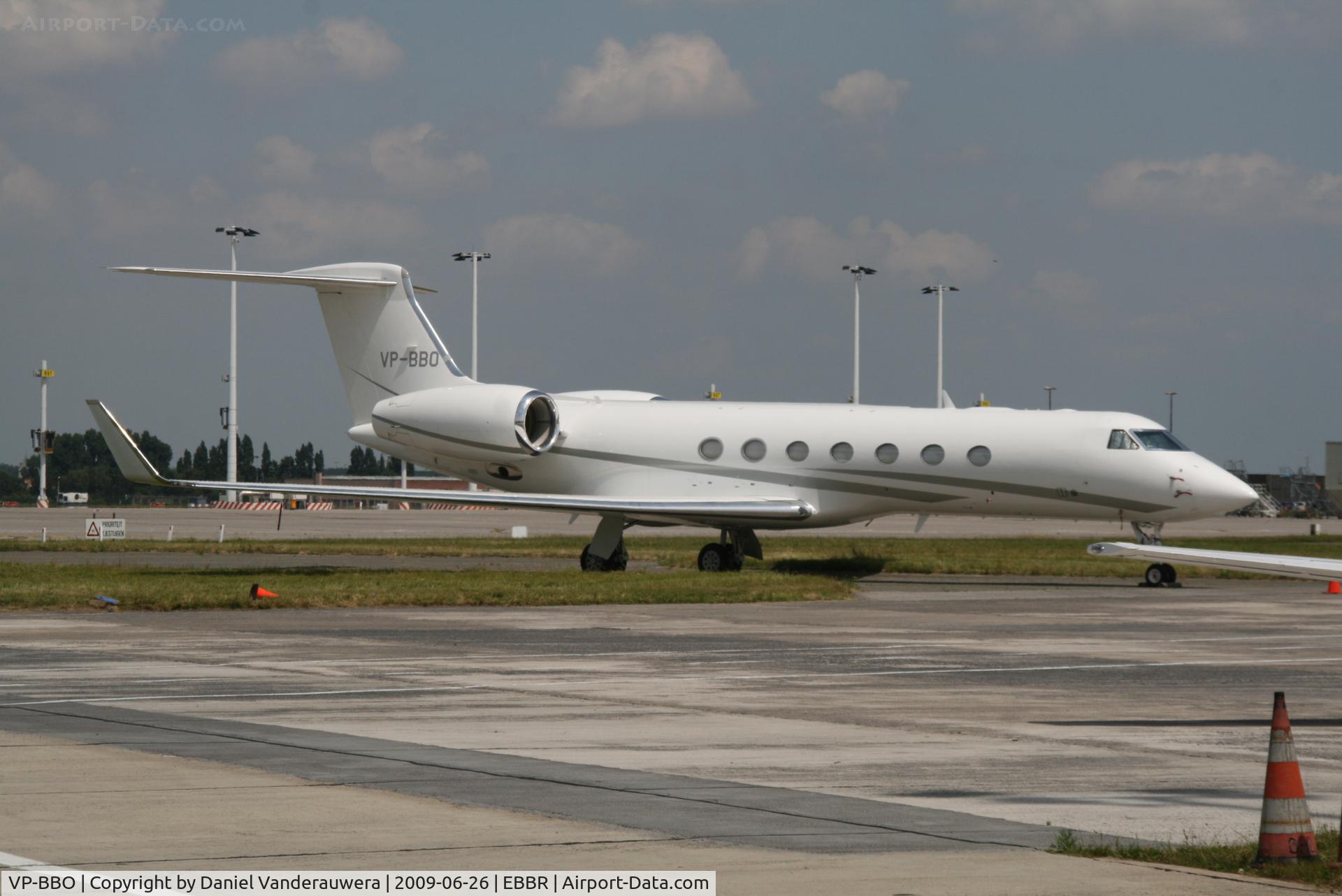 VP-BBO, 2006 Gulfstream Aerospace GV-SP (G550) C/N 5123, parked on General Aviation apron (Abelag)