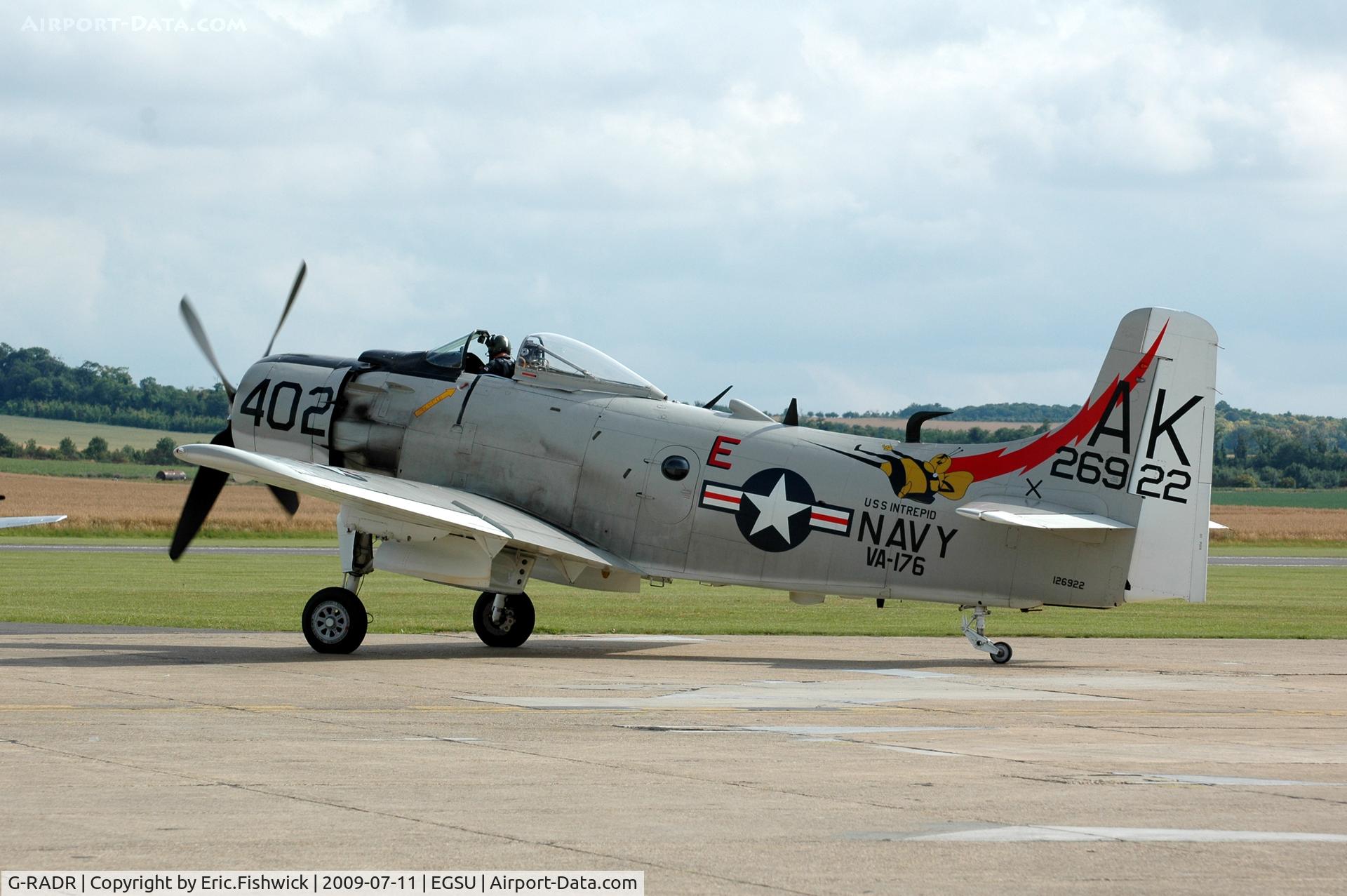 G-RADR, 1948 Douglas A-1D Skyraider (AD-4NA) C/N 7722, 1. G-RADR at at Duxford Flying Legends Air Show July 09