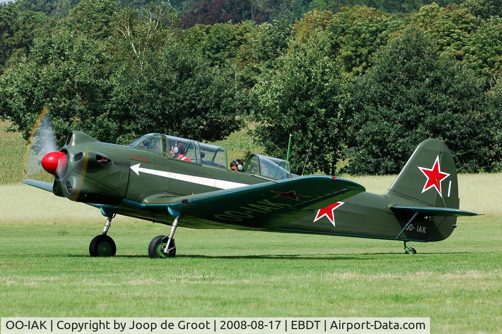 OO-IAK, 1956 Yakovlev Yak-18 C/N 1332019, This Chinese built Yak-18 was at the 2008 old timer fly in at Schaffen.