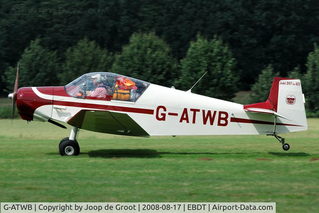 G-ATWB, 1956 SAN Jodel D-117 C/N 423, Take off after the Oldtimer Fly In had ended.